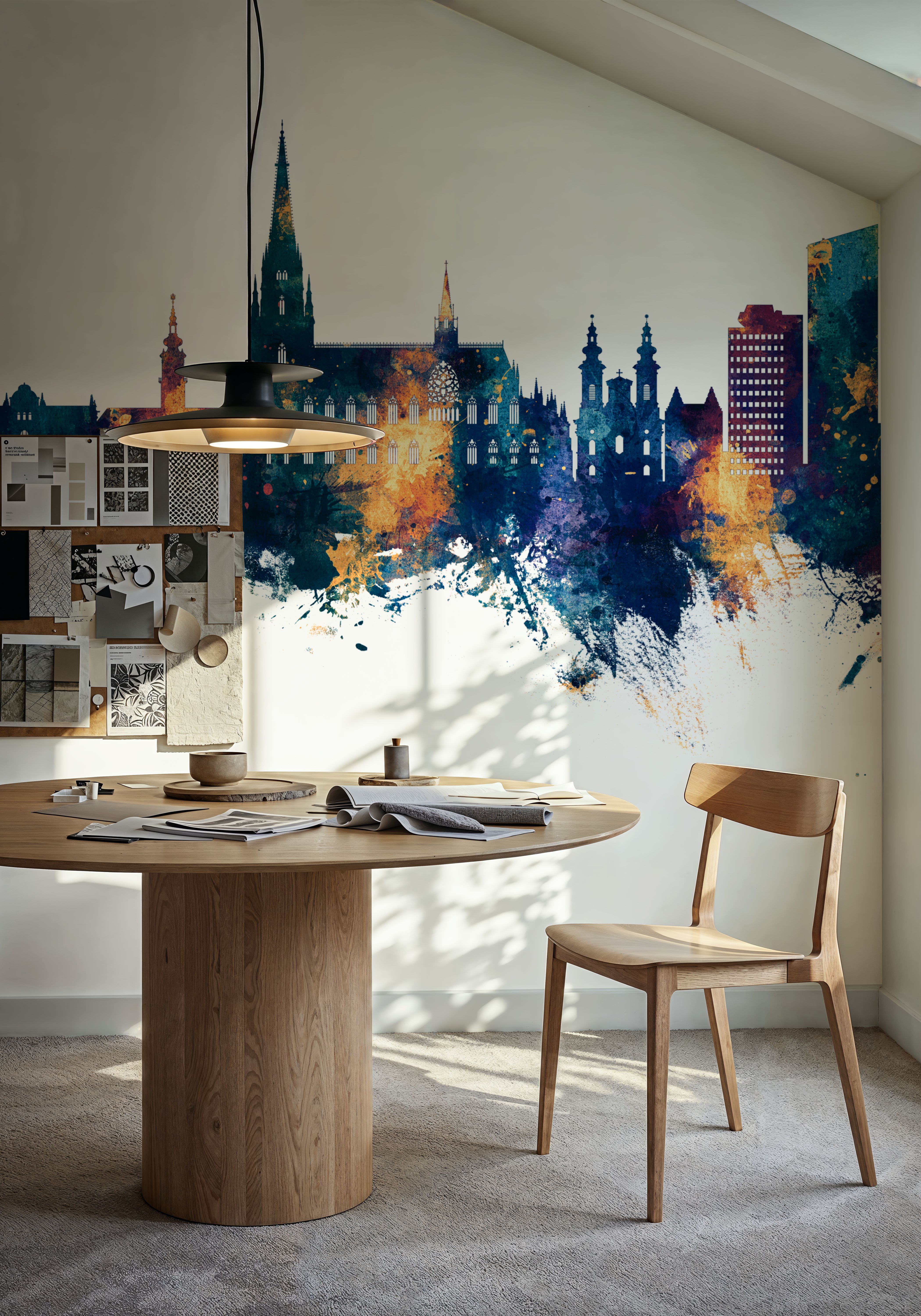 Linz Austria Skyline Blue & Bronze