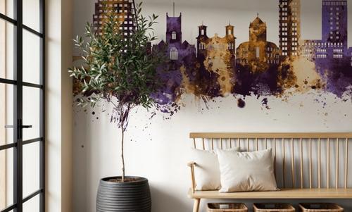 Kingston upon Thames England Skyline Purple & Gold