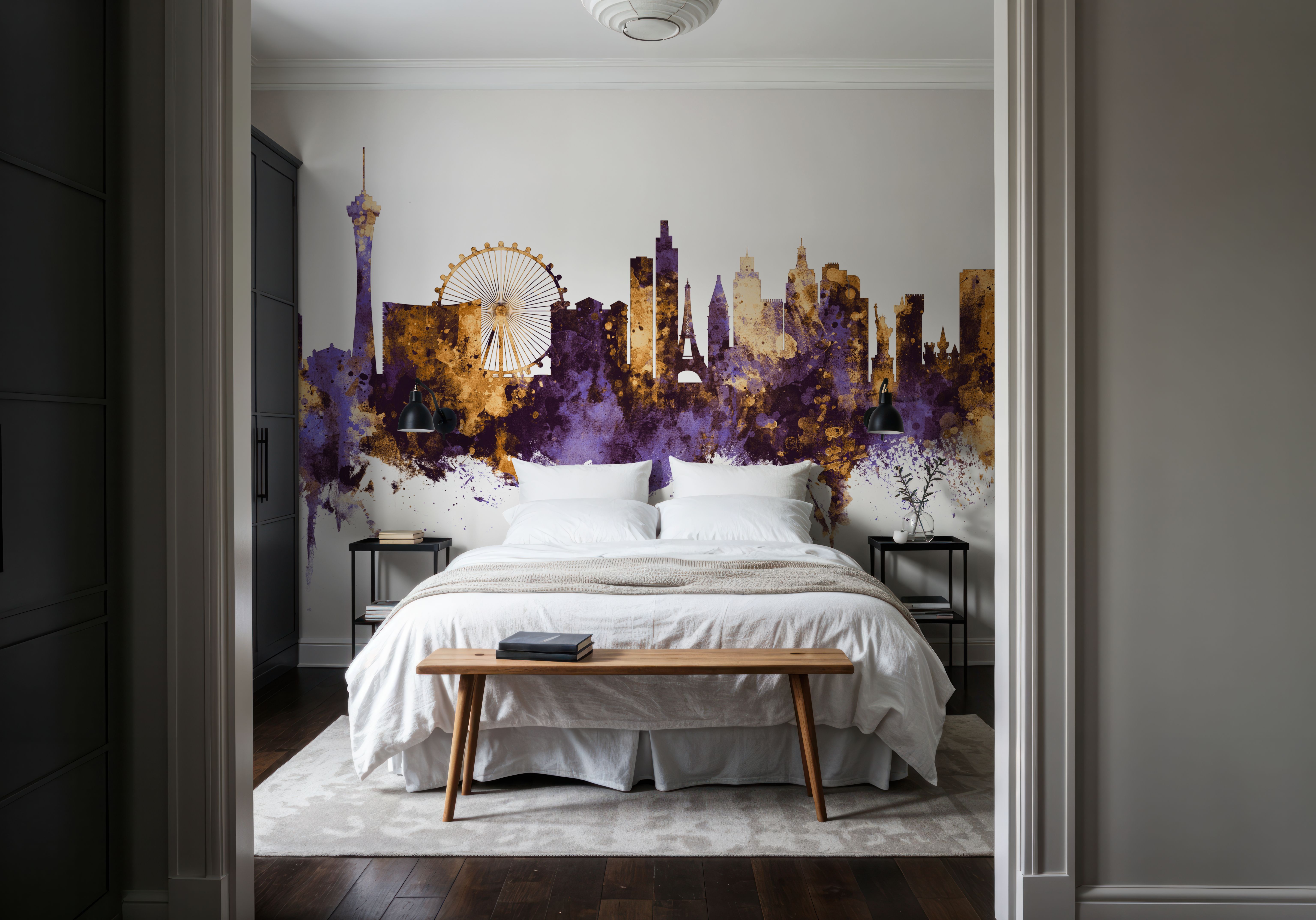 Las Vegas Nevada Skyline Purple & Gold