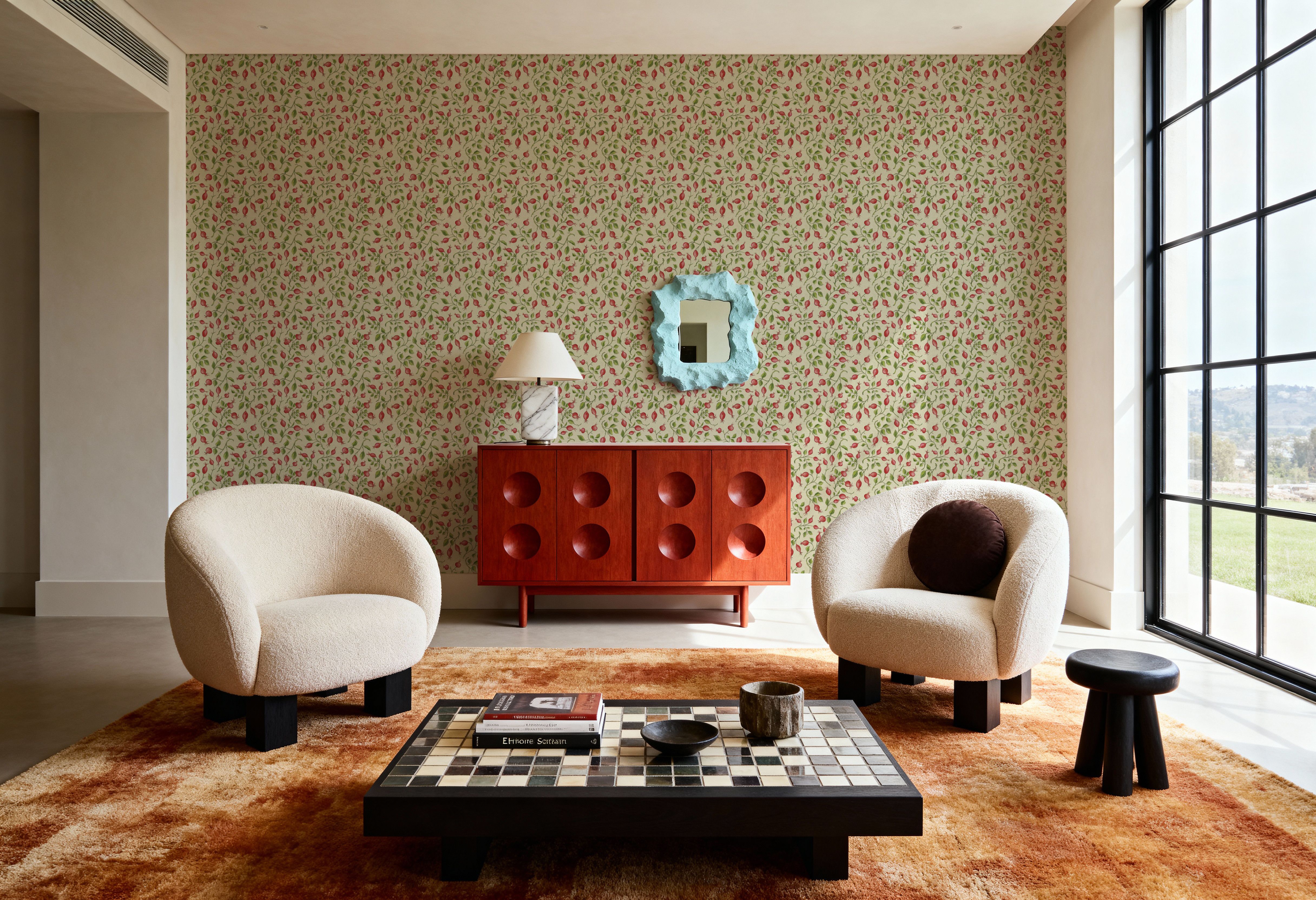 Rosehips, Coral on Cream