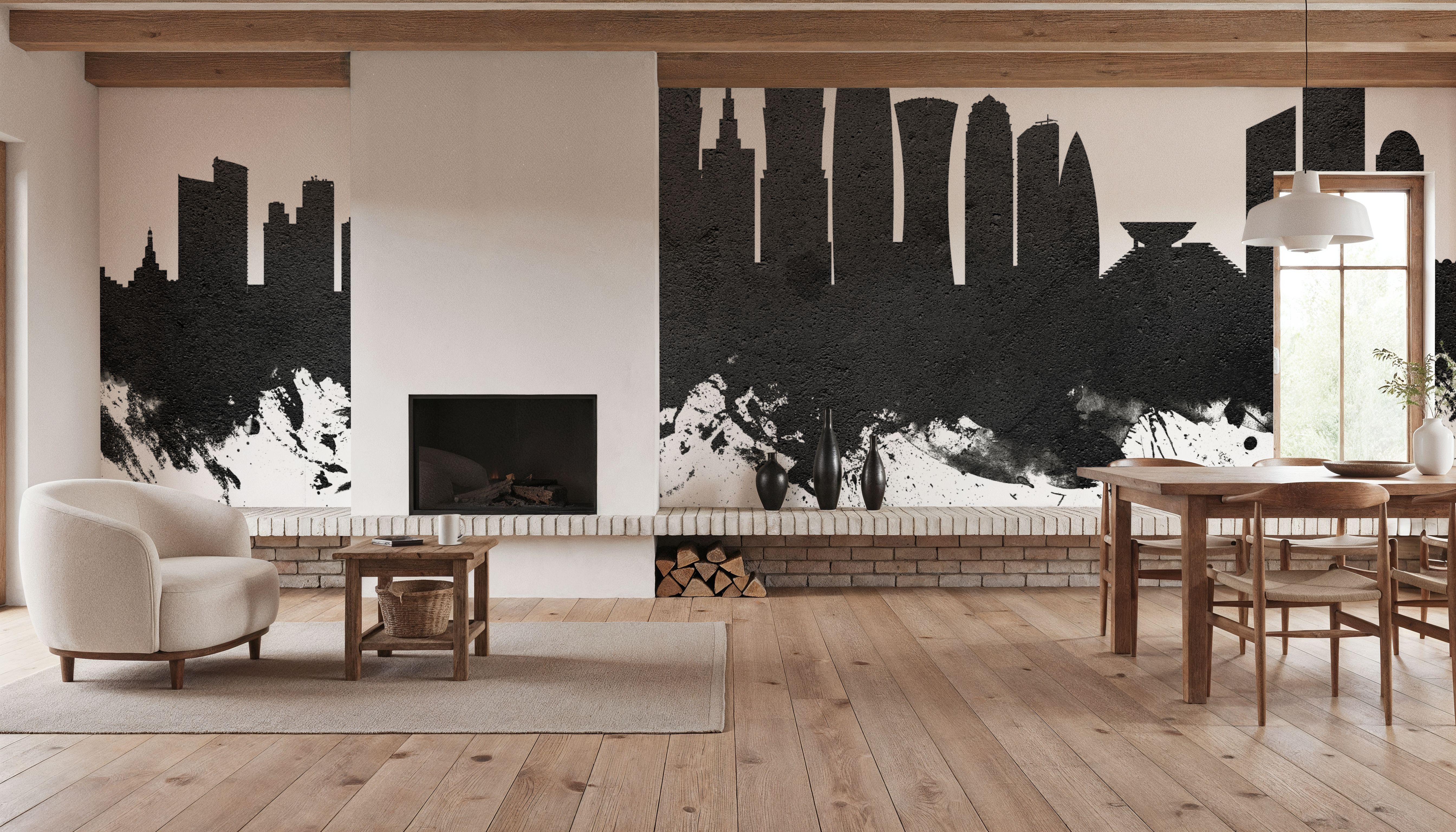 Doha Qatar Skyline Black & White, Wallpaper