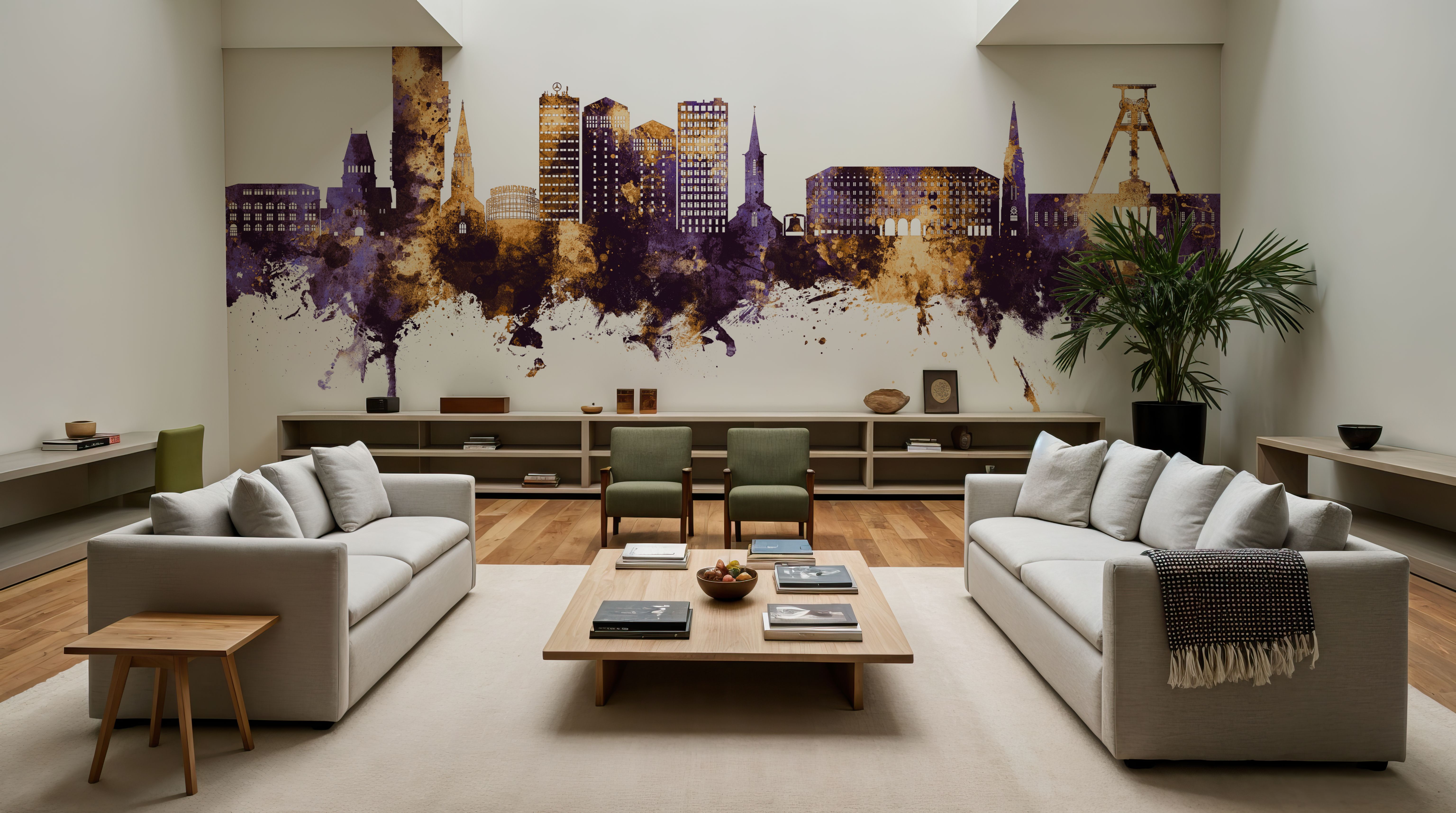 Bochum Germany Skyline Purple & Gold