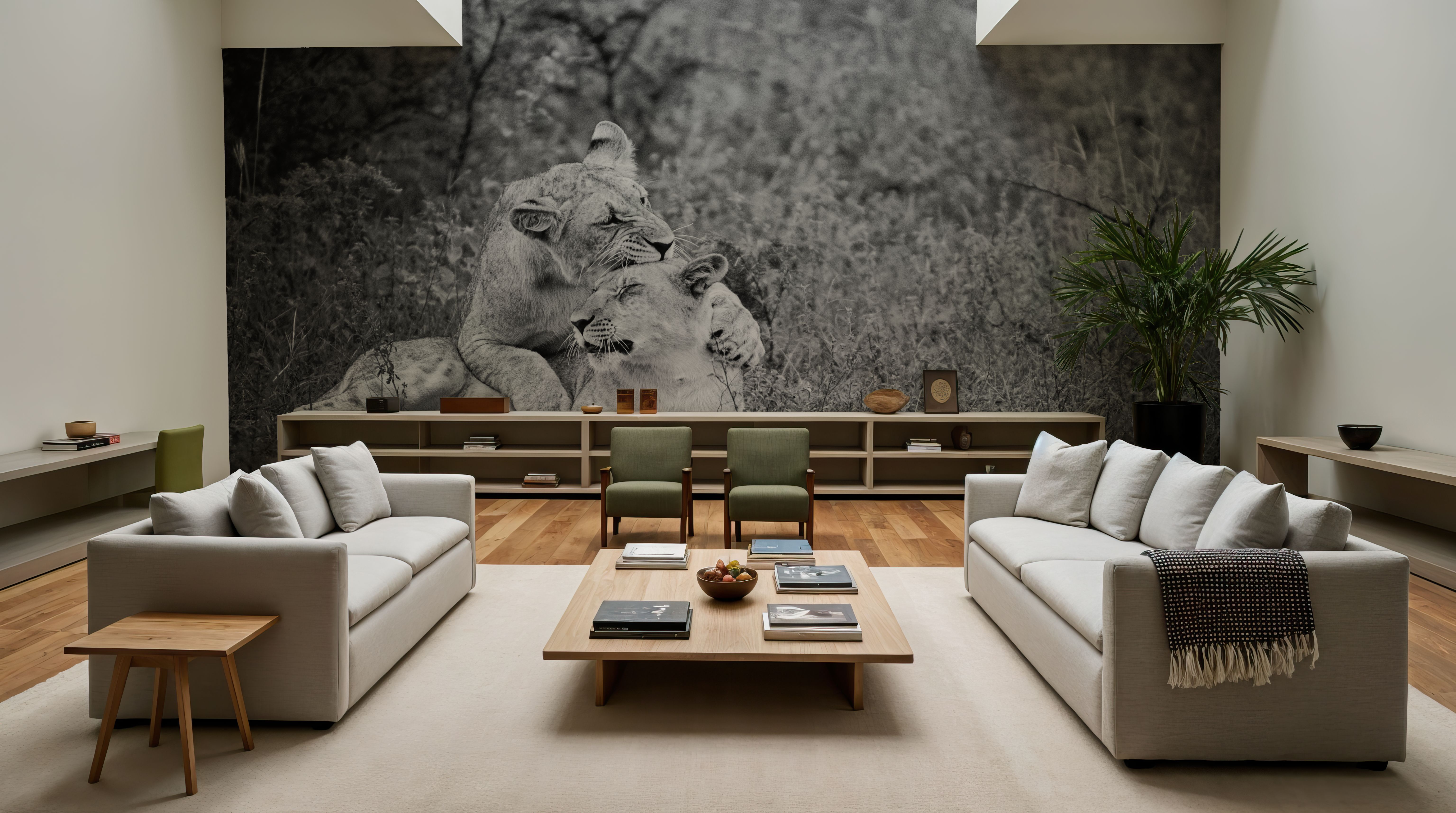 Playful Lions BW, Papier peint