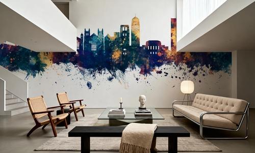 Ann Arbor Michigan Skyline Blue & Bronze