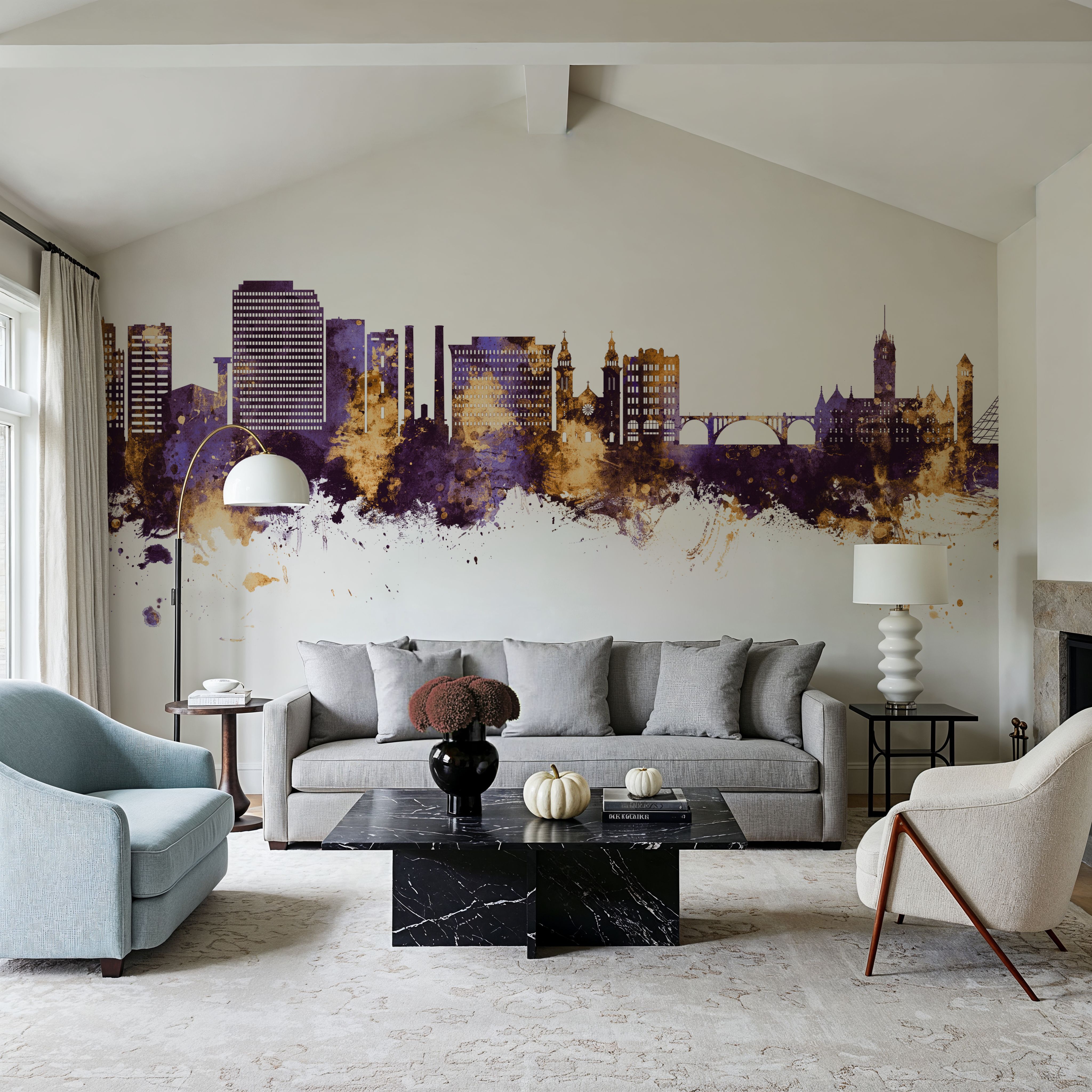 Spokane Washington Skyline Purple & Gold