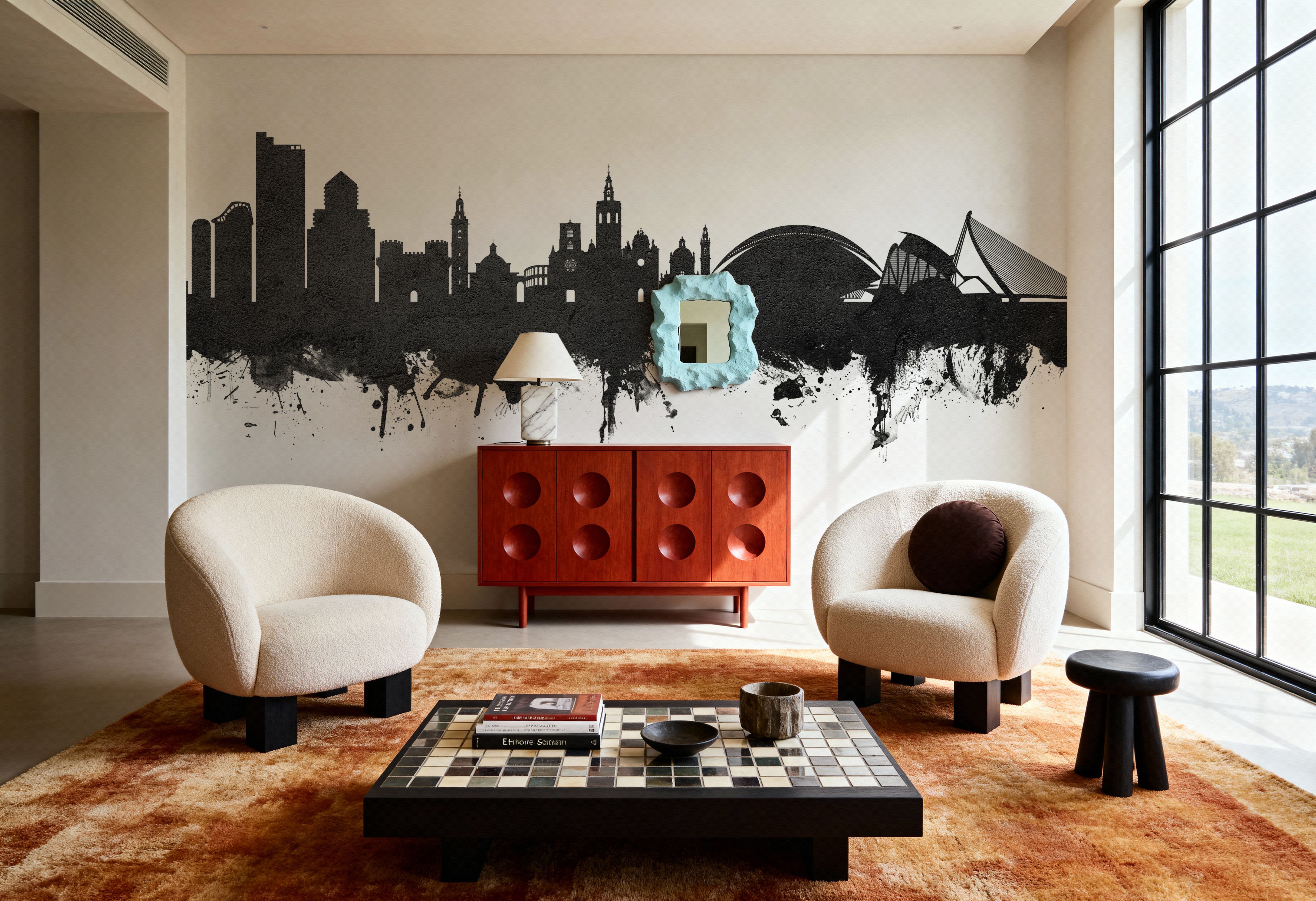 Valencia Spain Skyline Black & White