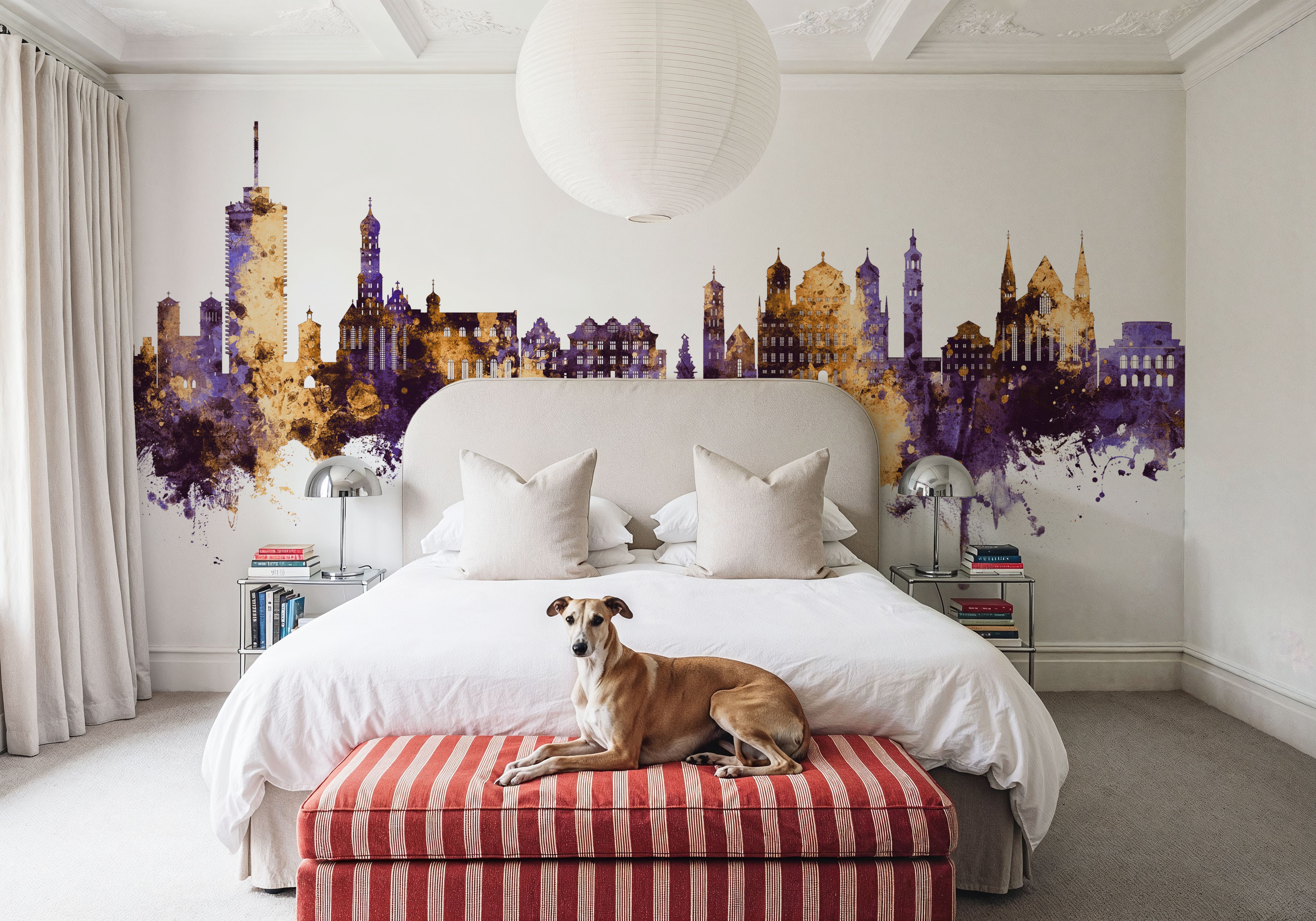 Augsburg Germany Skyline Purple & Gold