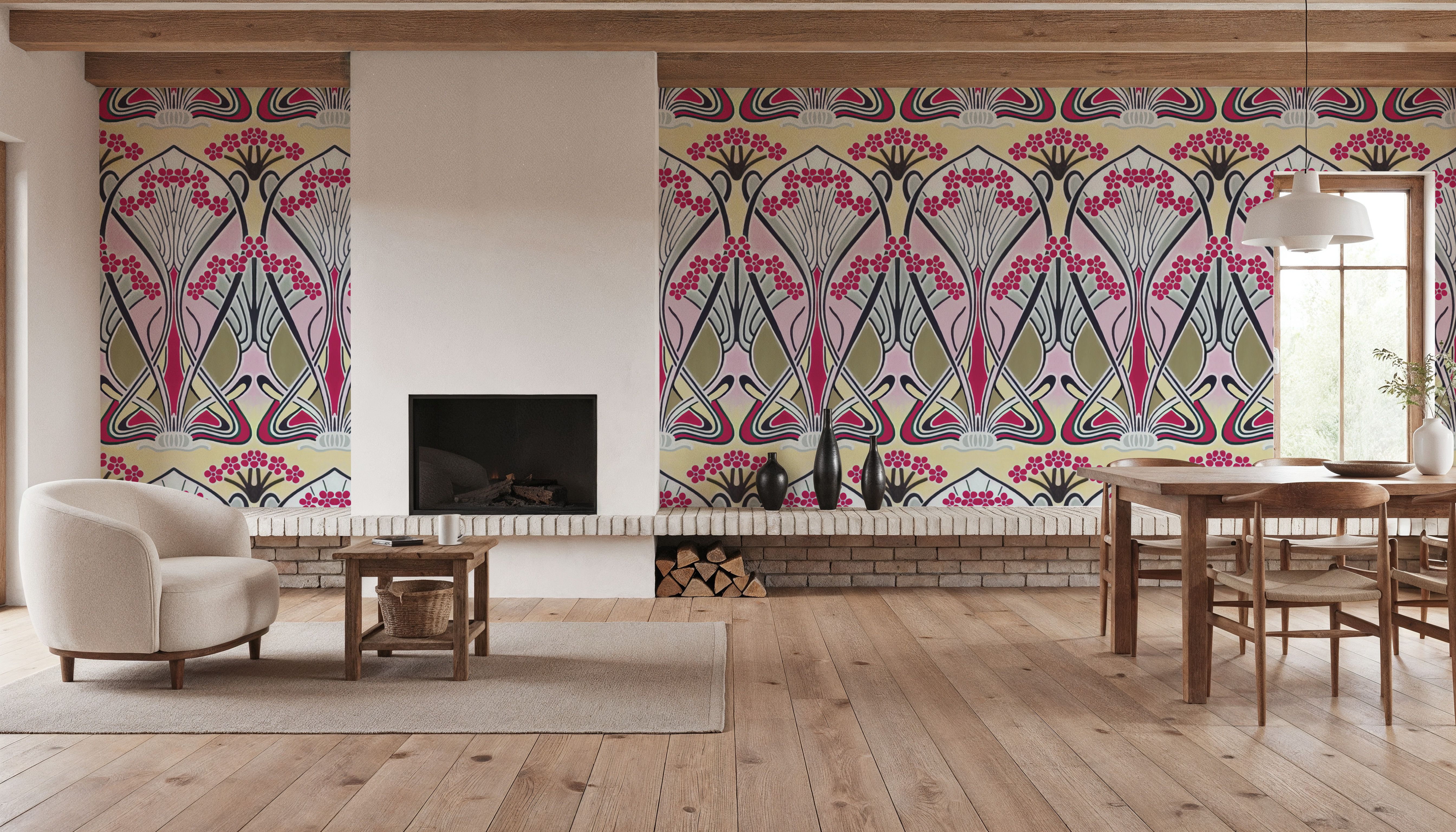 Floral Art Deco Aura, Pink Pop