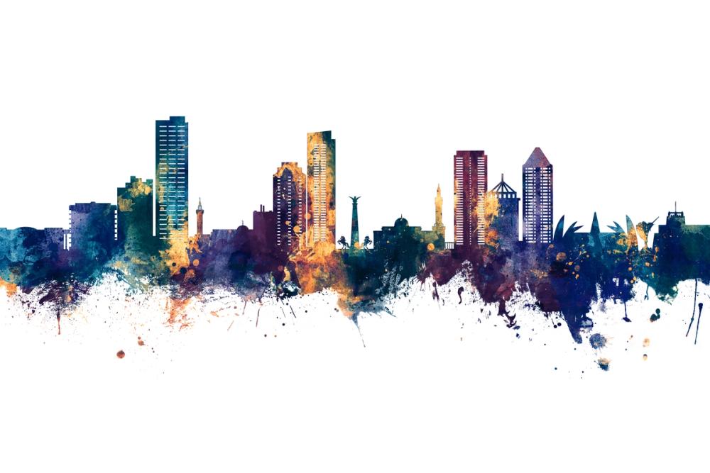 Umm Al Quwain Skyline Blue & Bronze