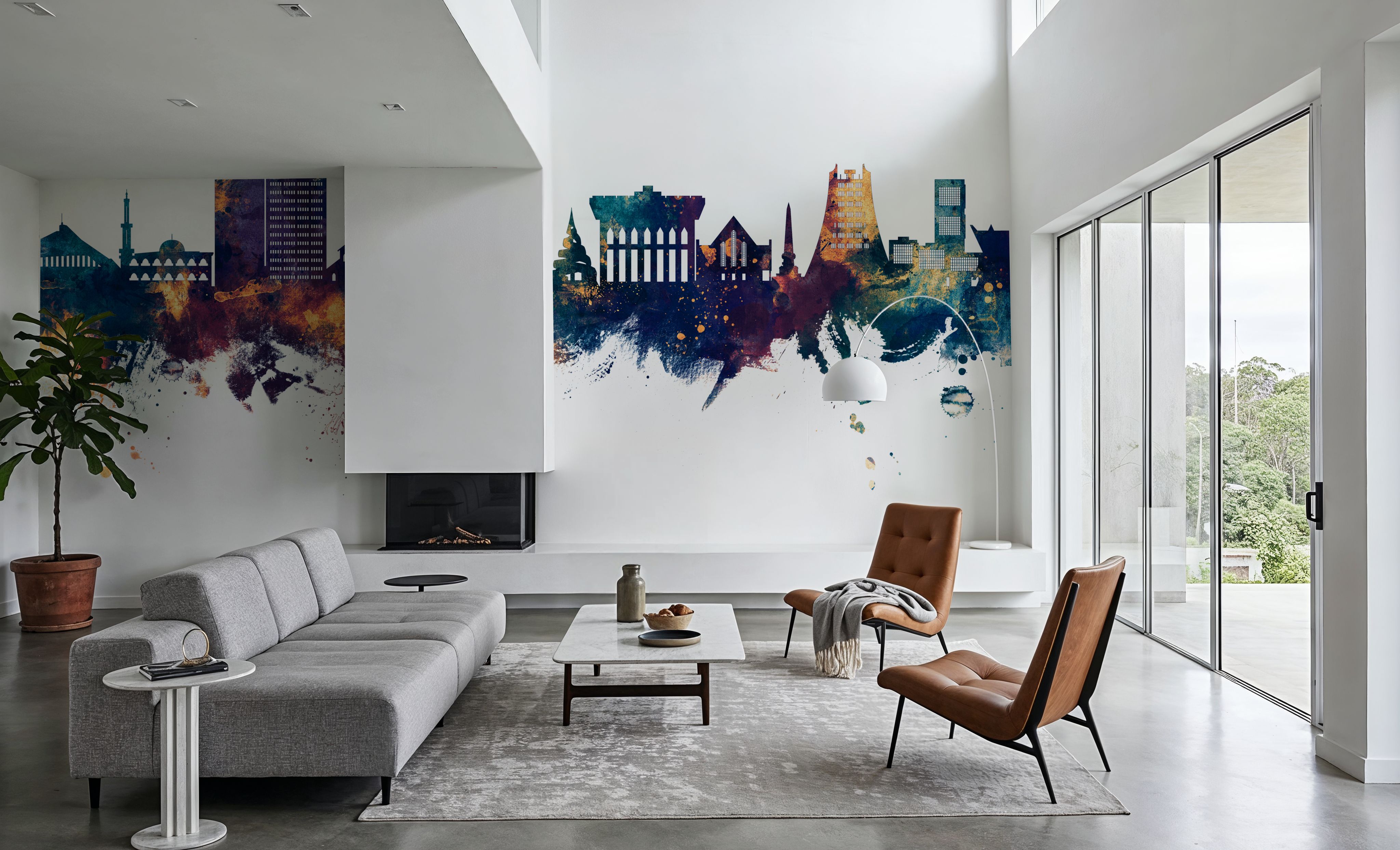 Yaoundé Cameroon Skyline Blue & Bronze, Wallpaper