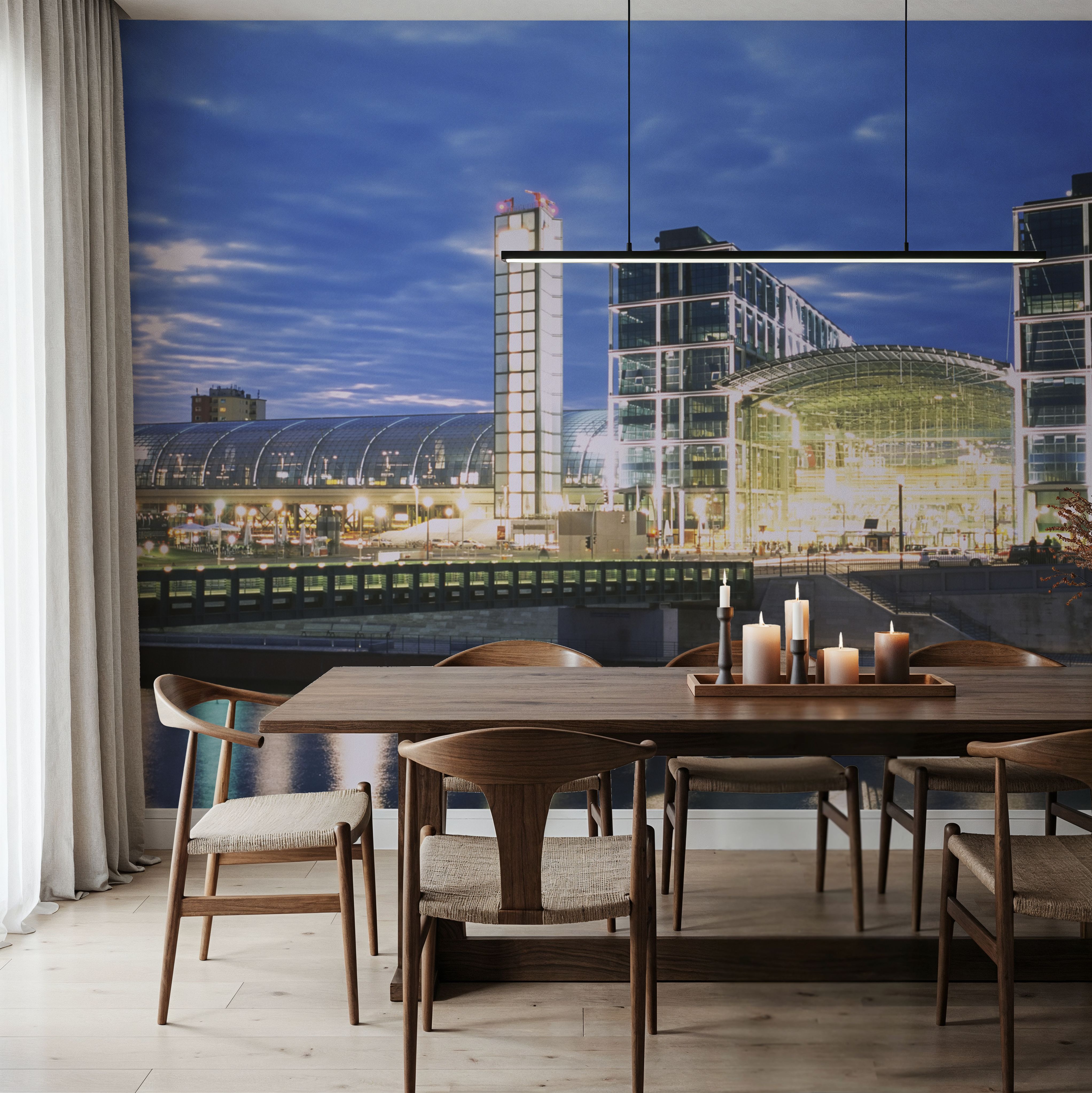 Wall Mural - Metropolitan Glow - Hallway staircases - Wallism UK - Premium, Textured or Peel & Stick