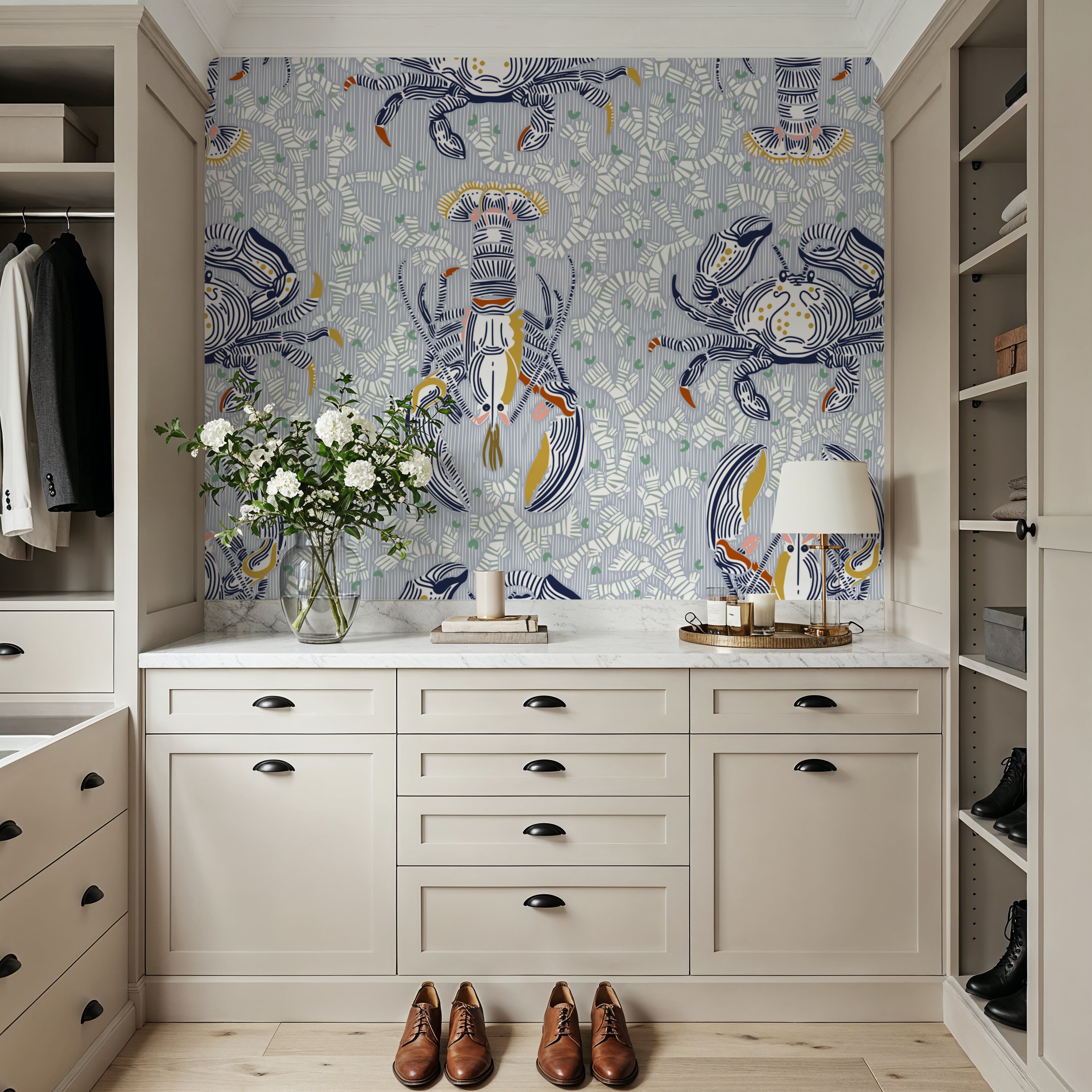 Lobster and Crab Coastal Nostalgia, Grey