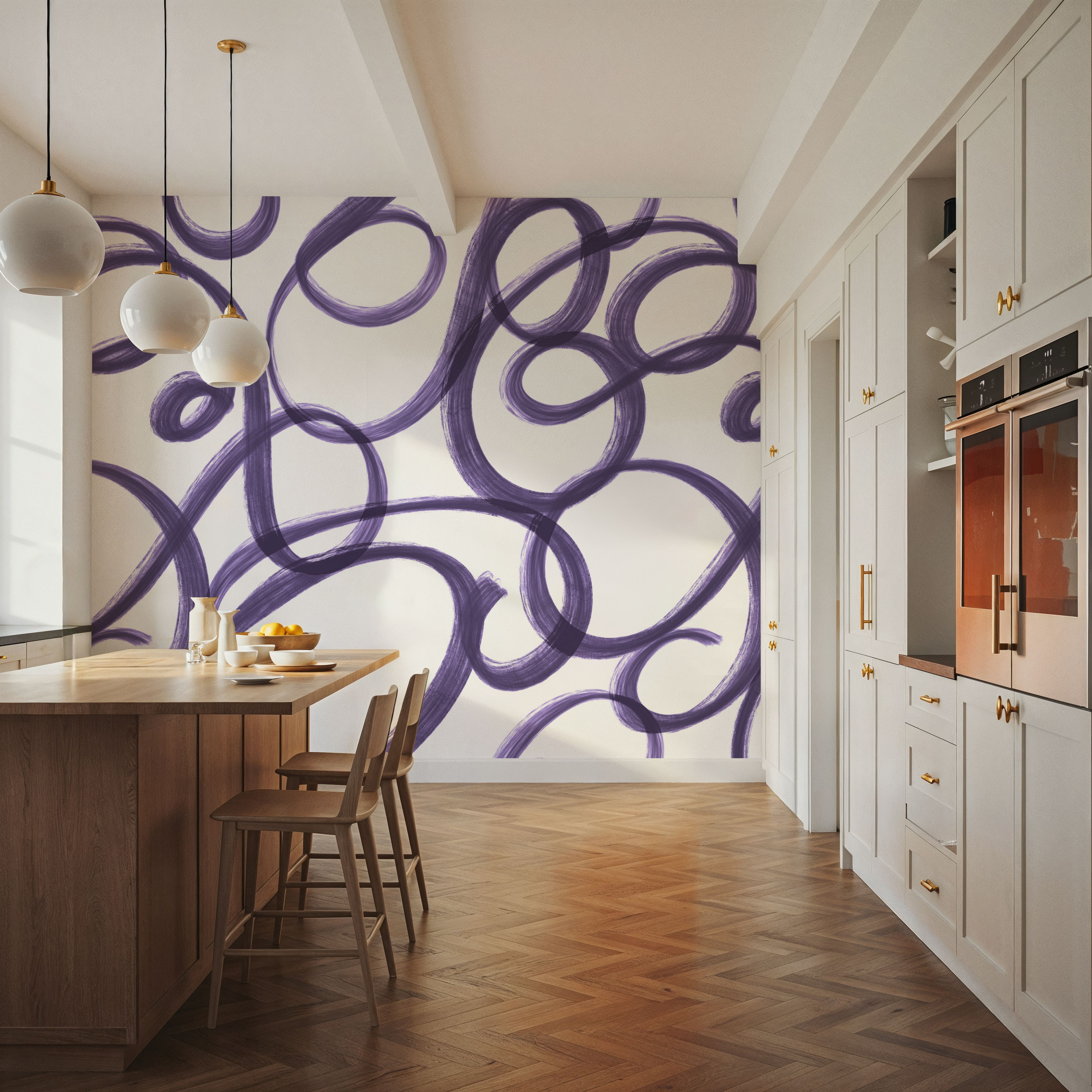 Curly Brush Lines, Grape