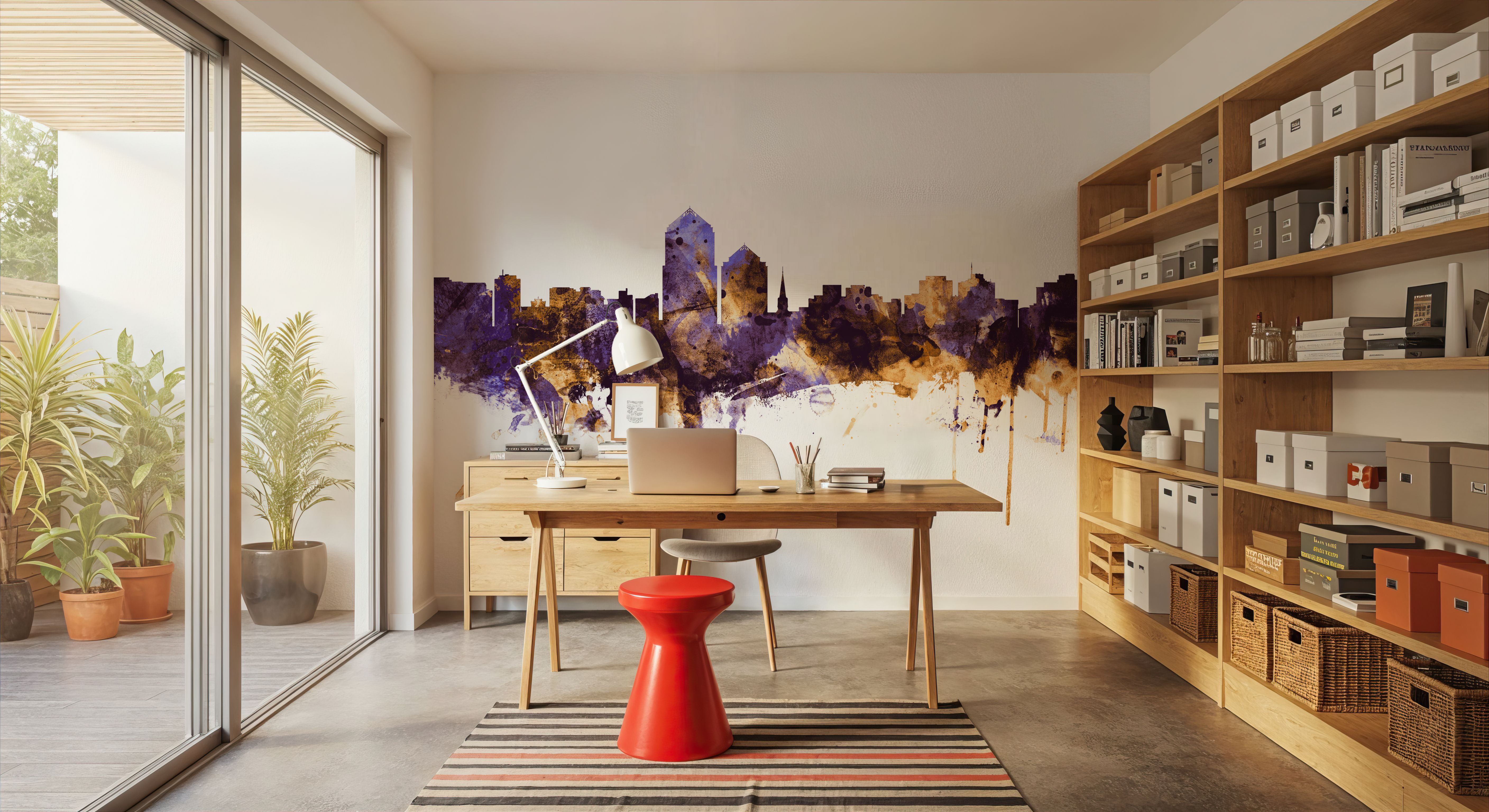 Albuquerque New Mexico Skyline Purple & Gold