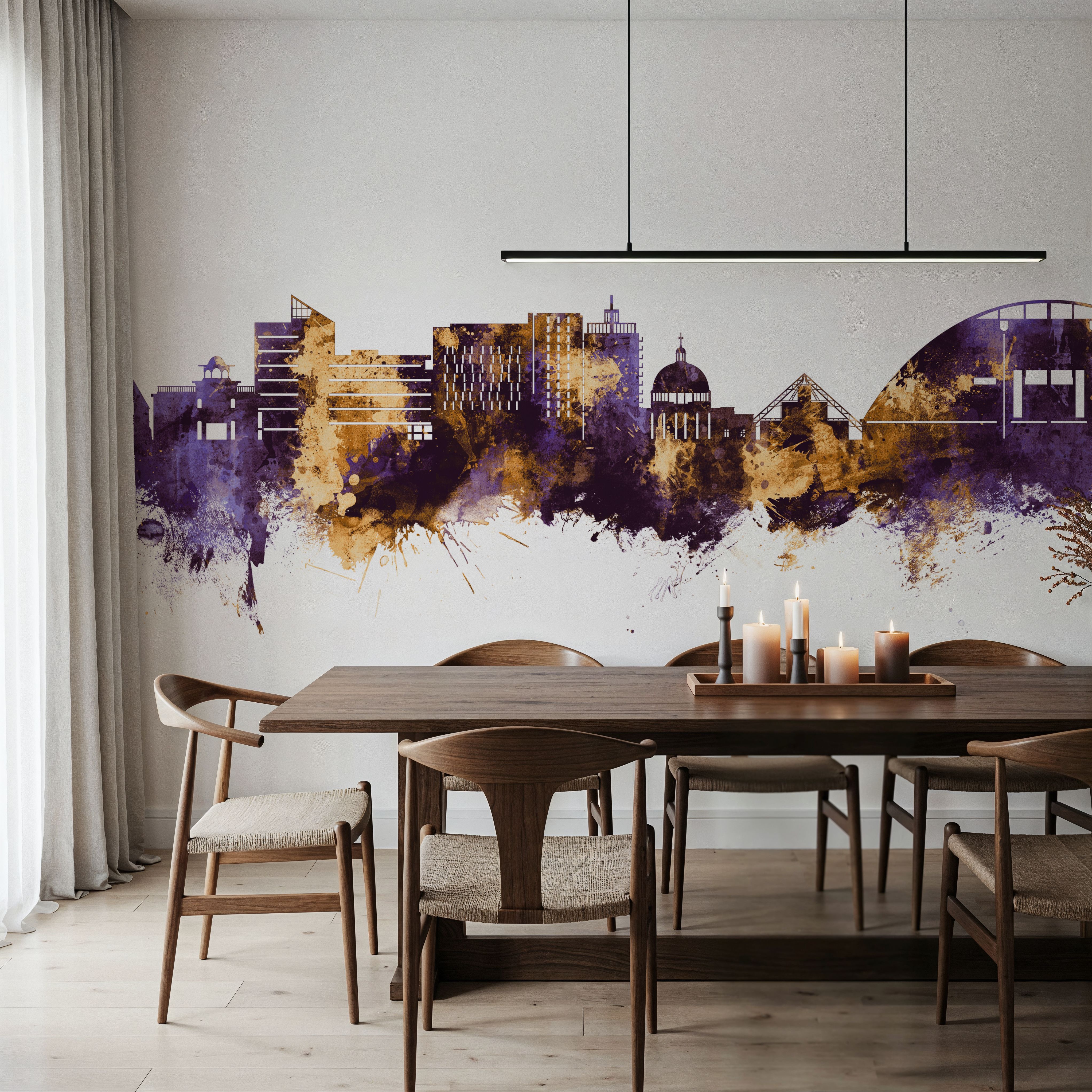 Milton Keynes England Skyline Purple & Gold