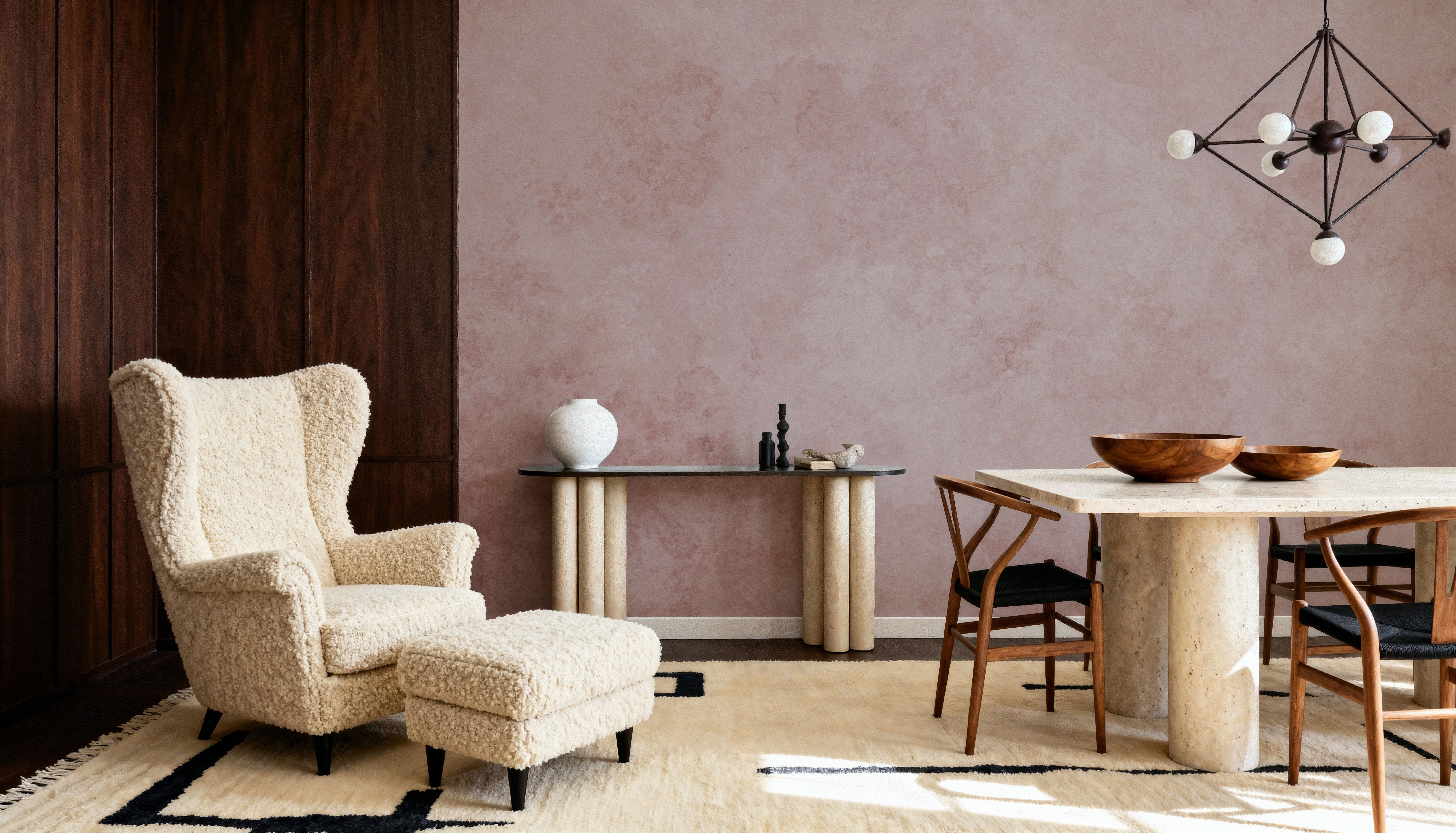 Subtle Plaster Wall, Soft Pink, Wallpaper