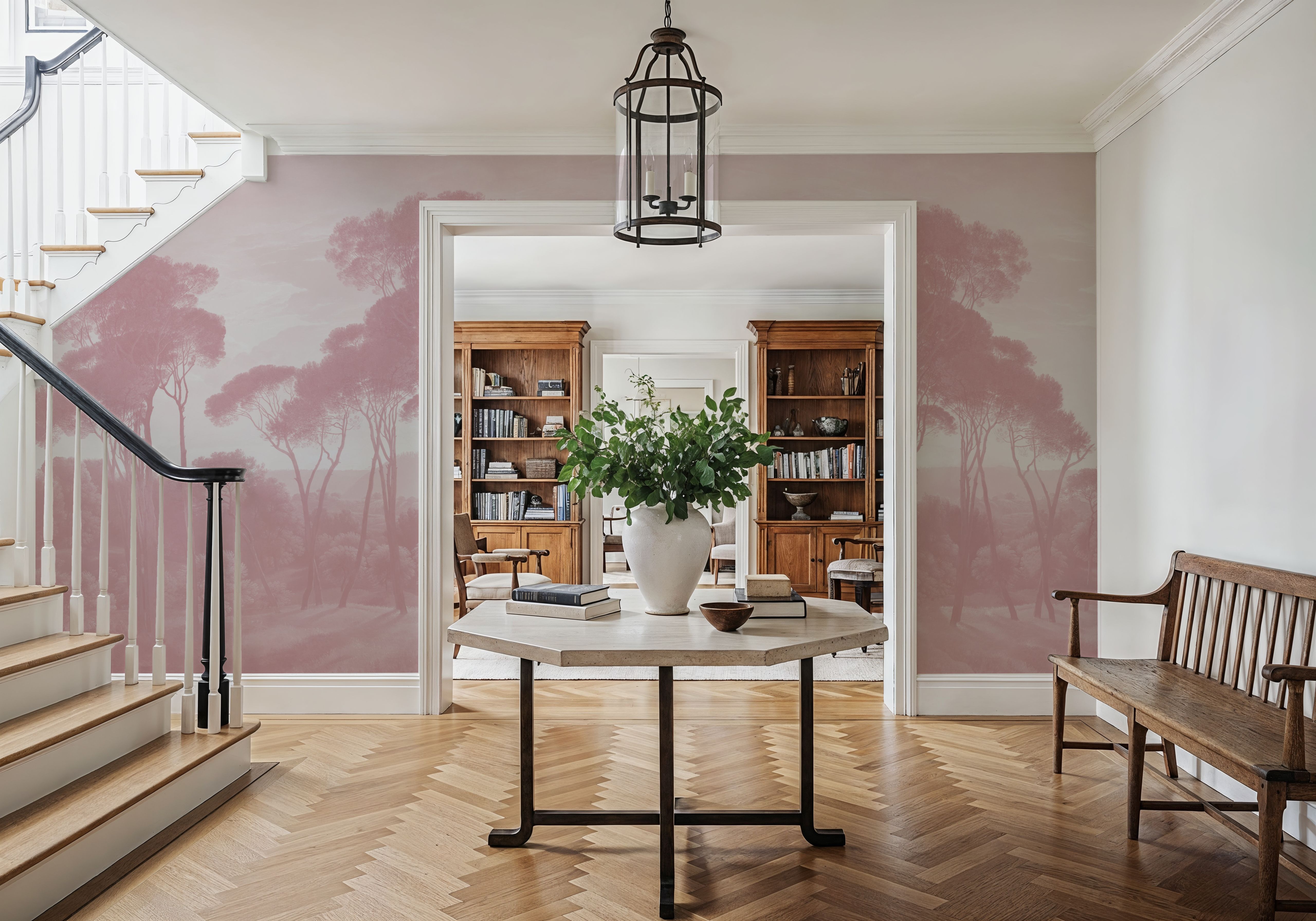 Mediterranean Pine Landscape, Dusty Pink