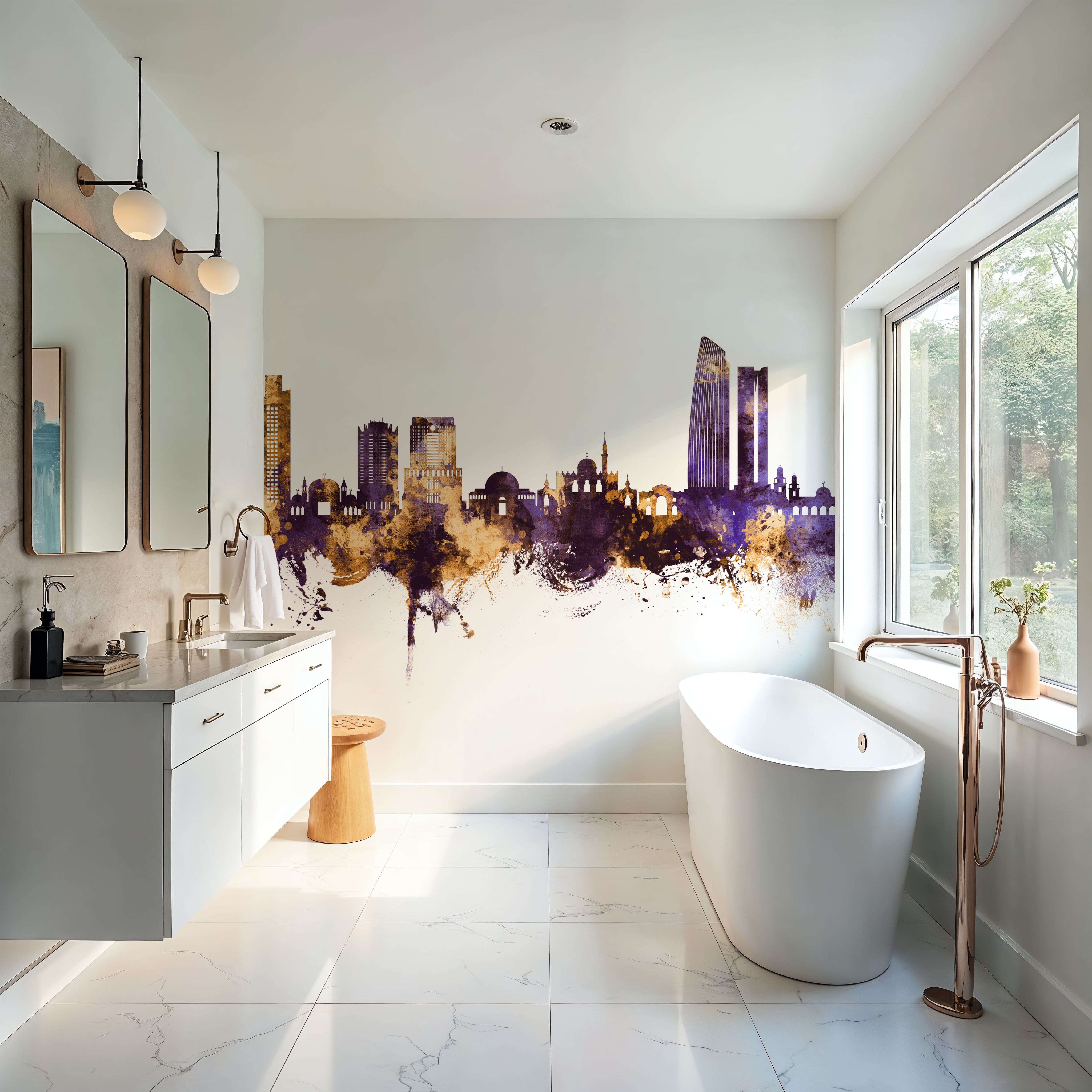 Amman Skyline Purple & Gold