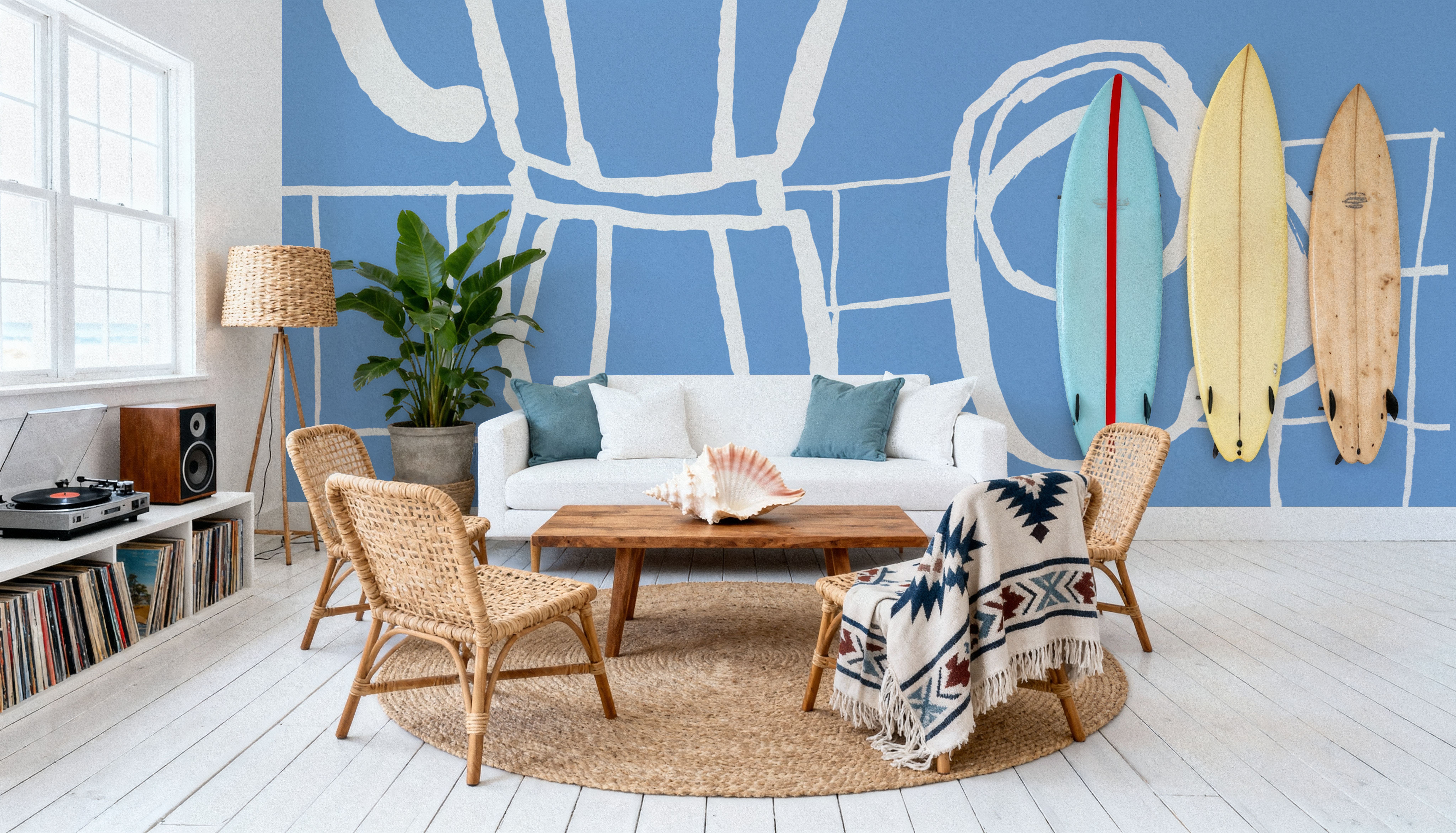 Breakfast Doodles V Blue