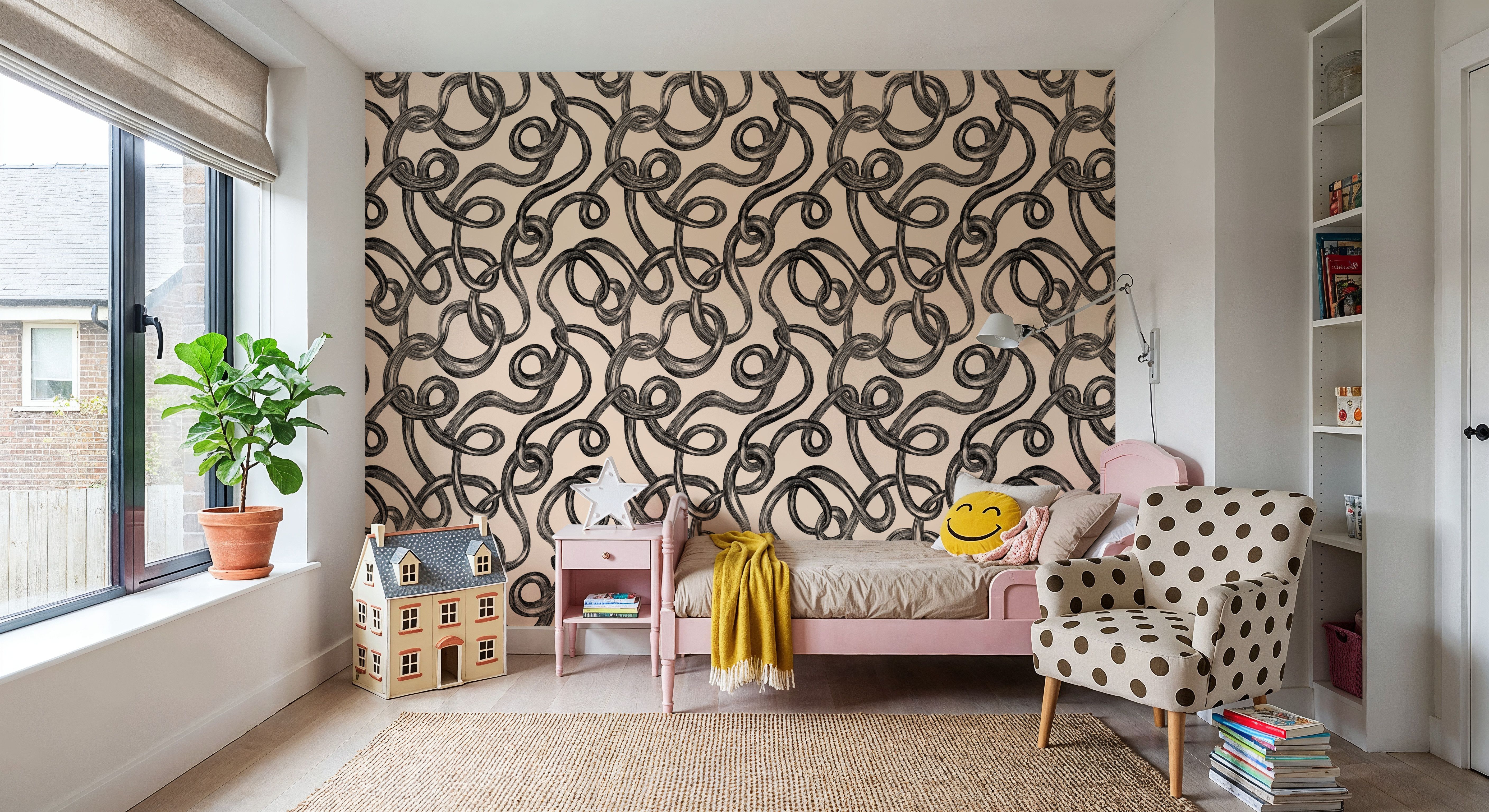 Swirl, Black on Ivory