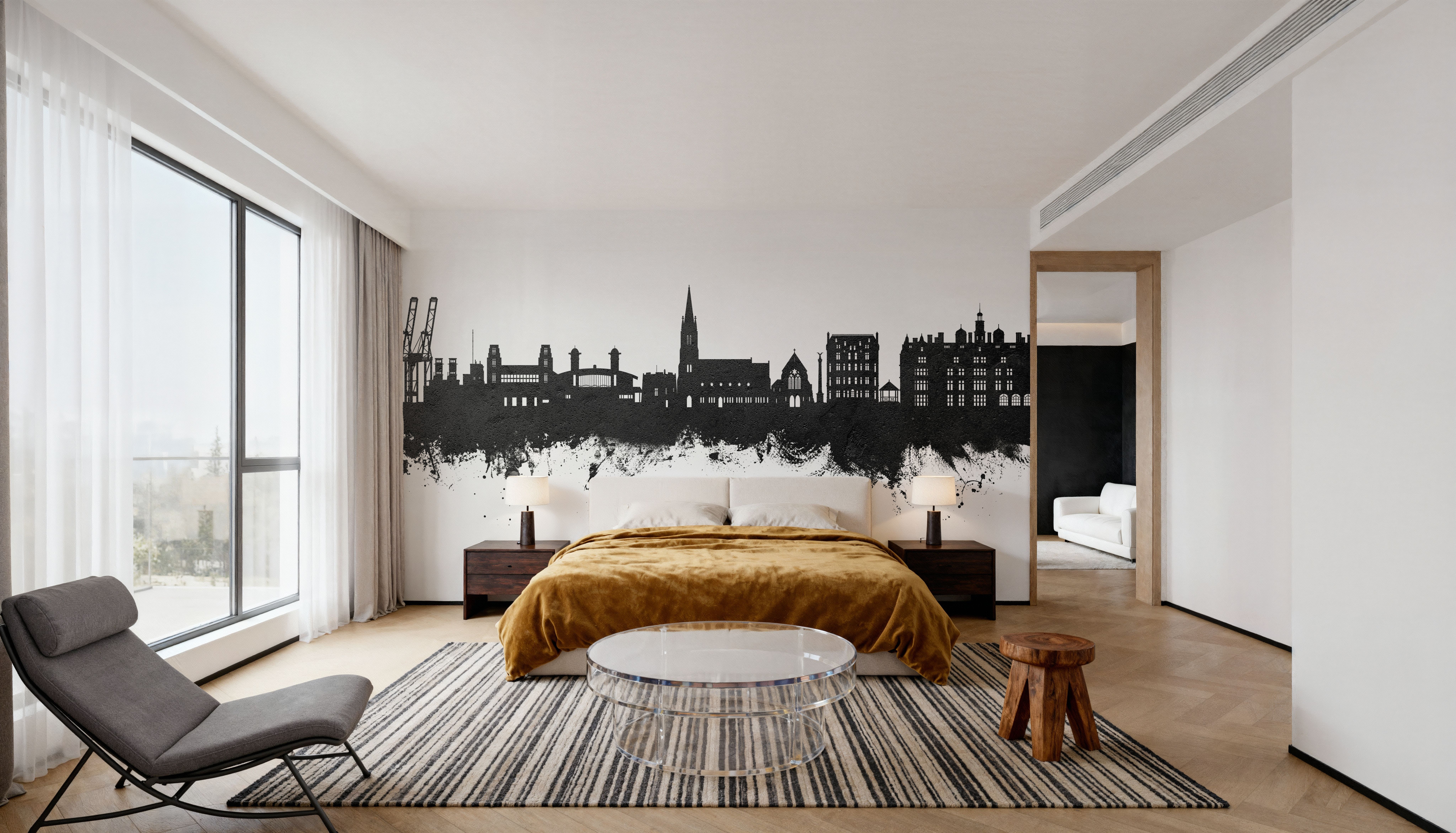 Felixstowe England Skyline Black & White