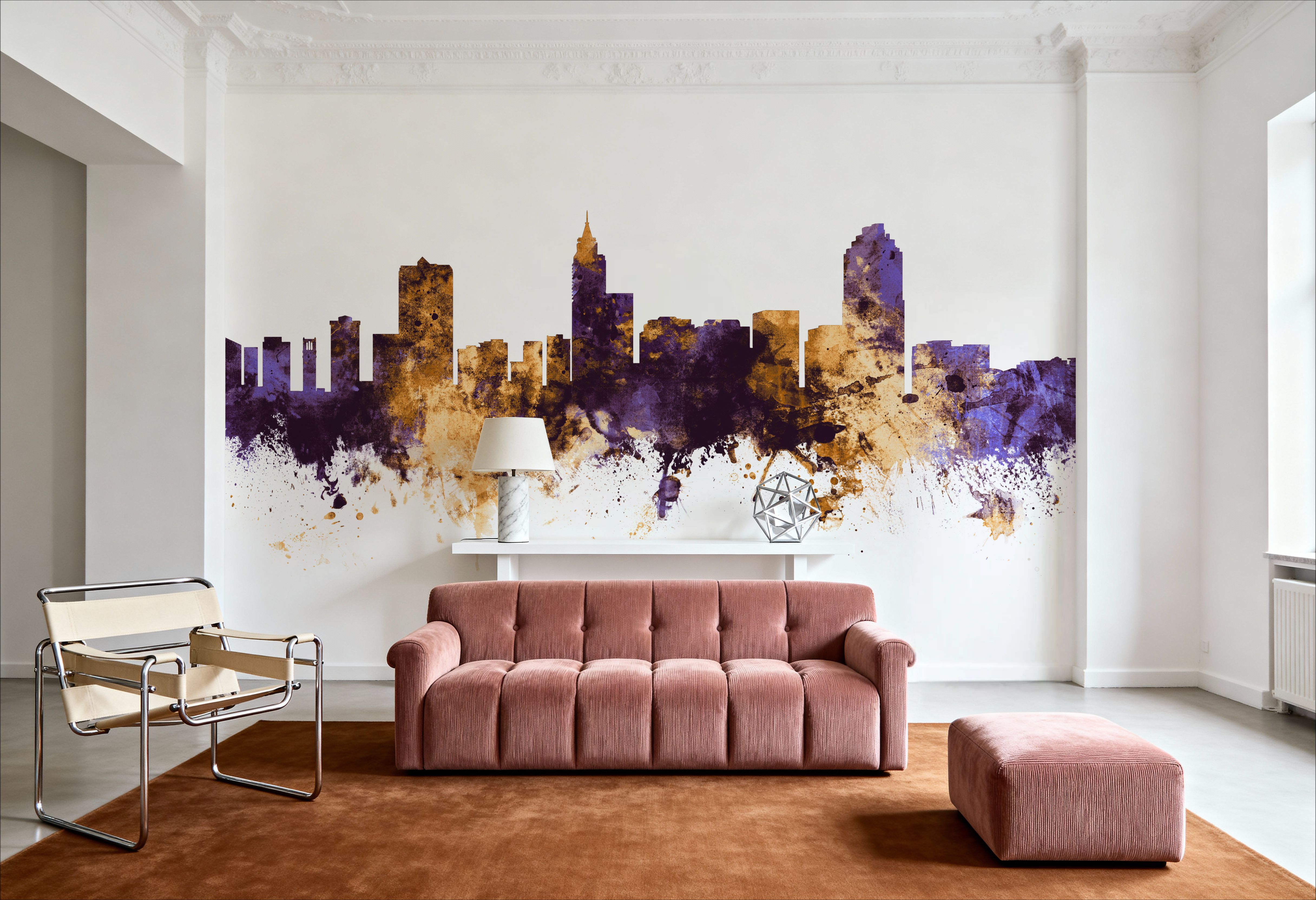 Raleigh North Carolina Skyline Purple & Gold