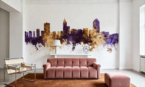Raleigh North Carolina Skyline Purple & Gold
