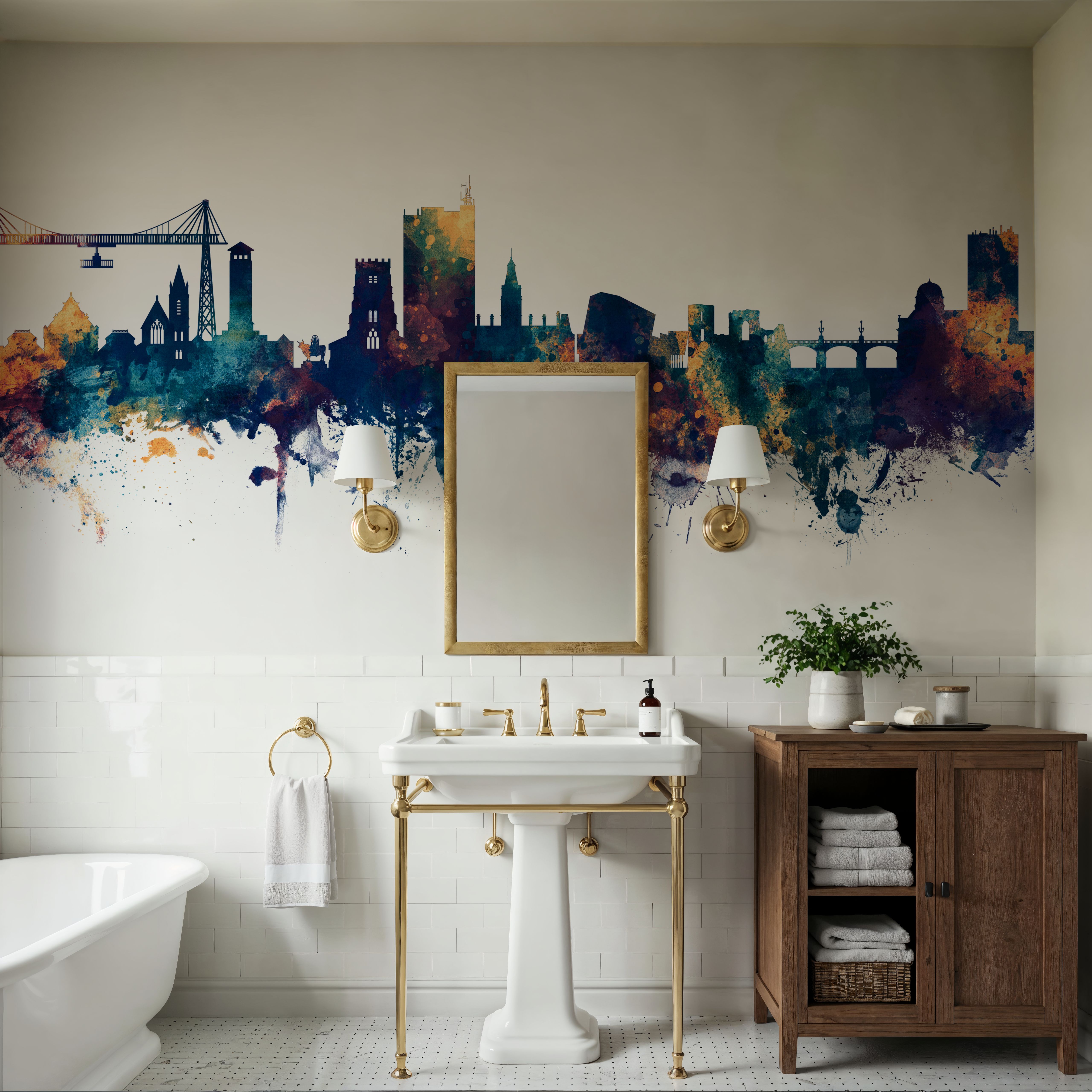 Newport Wales Skyline Blue & Bronze