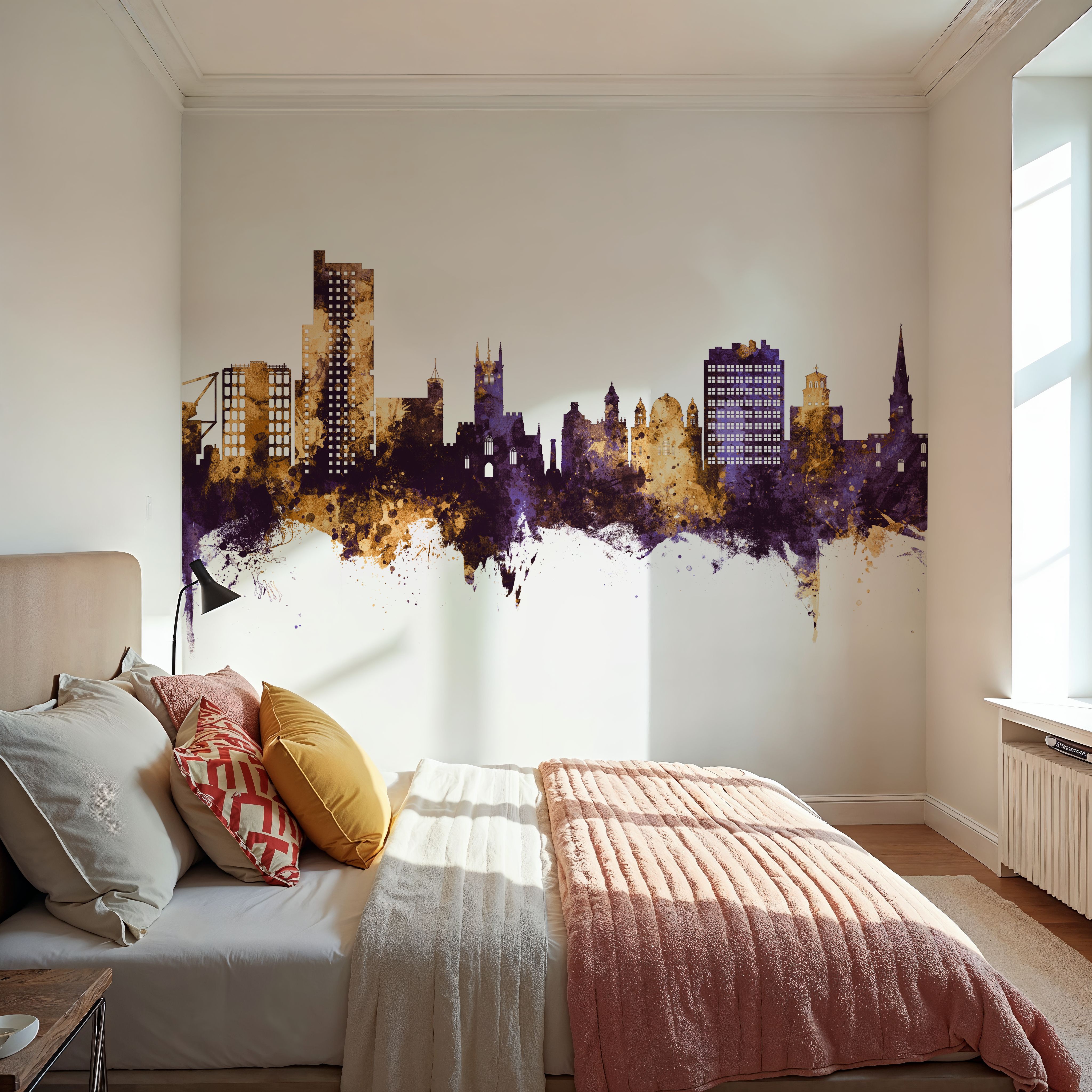 Wolverhampton England Skyline Purple & Gold