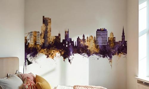 Wolverhampton England Skyline Purple & Gold