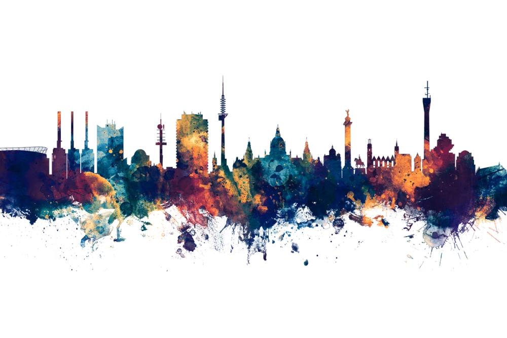 Hannover Germany Skyline Blue & Bronze