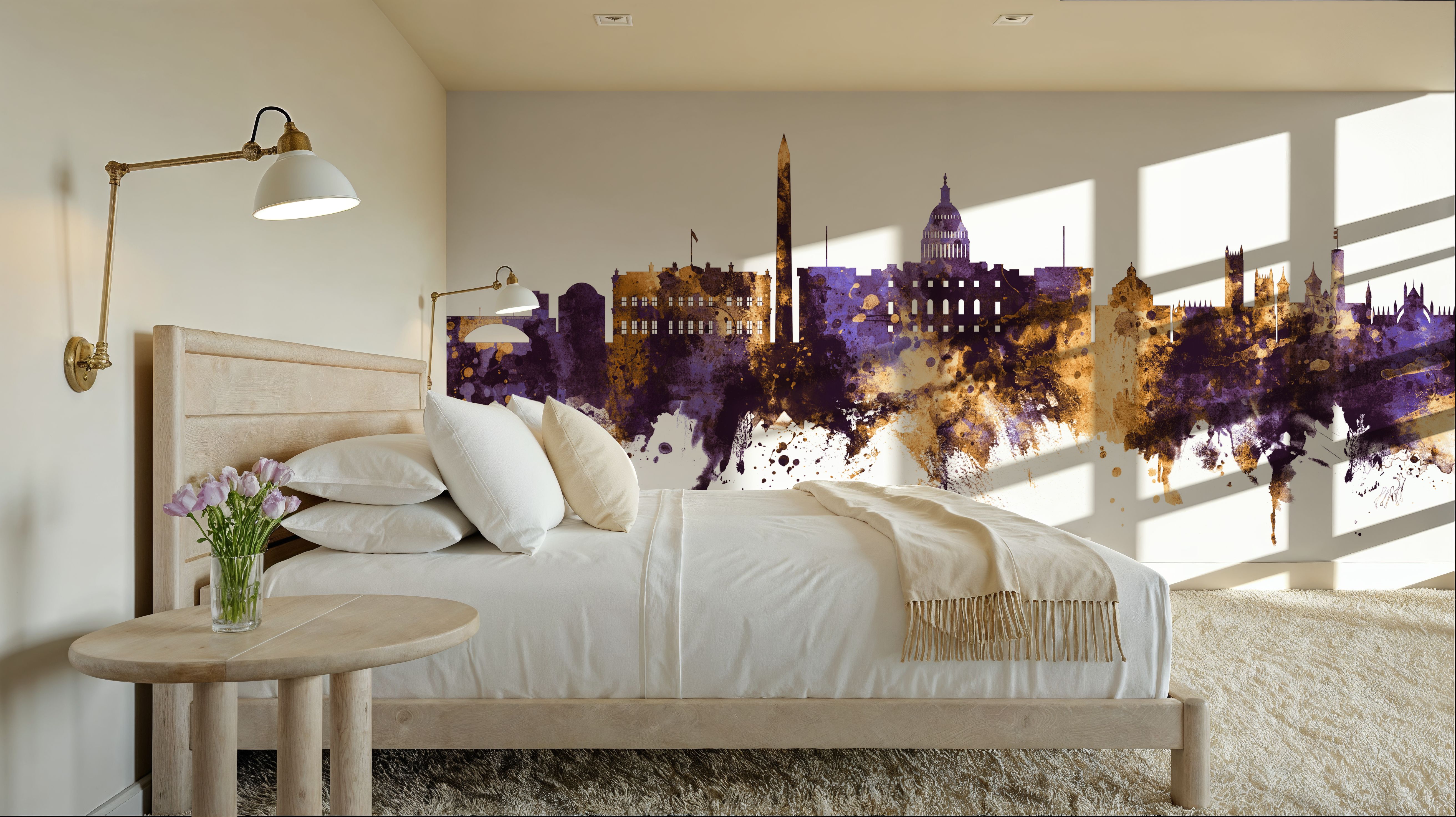 Washington DC Skyline Purple & Gold