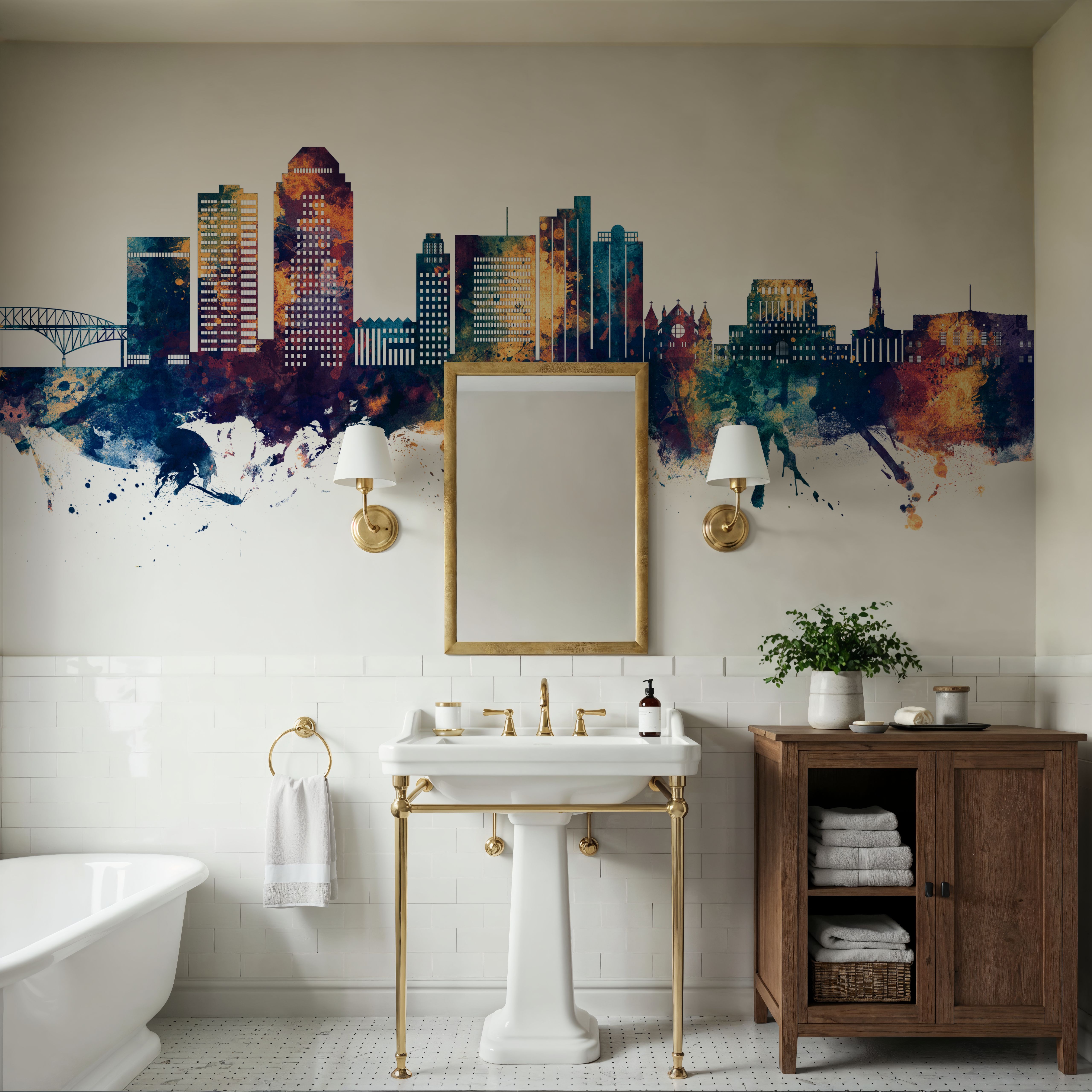 Shreveport Louisiana Skyline Blue & Bronze