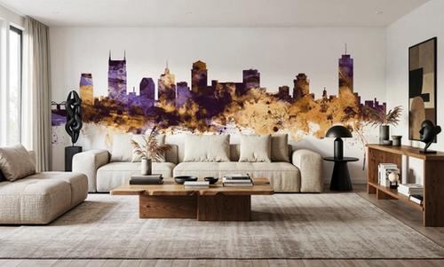 Nashville Tennessee Skyline Purple & Gold