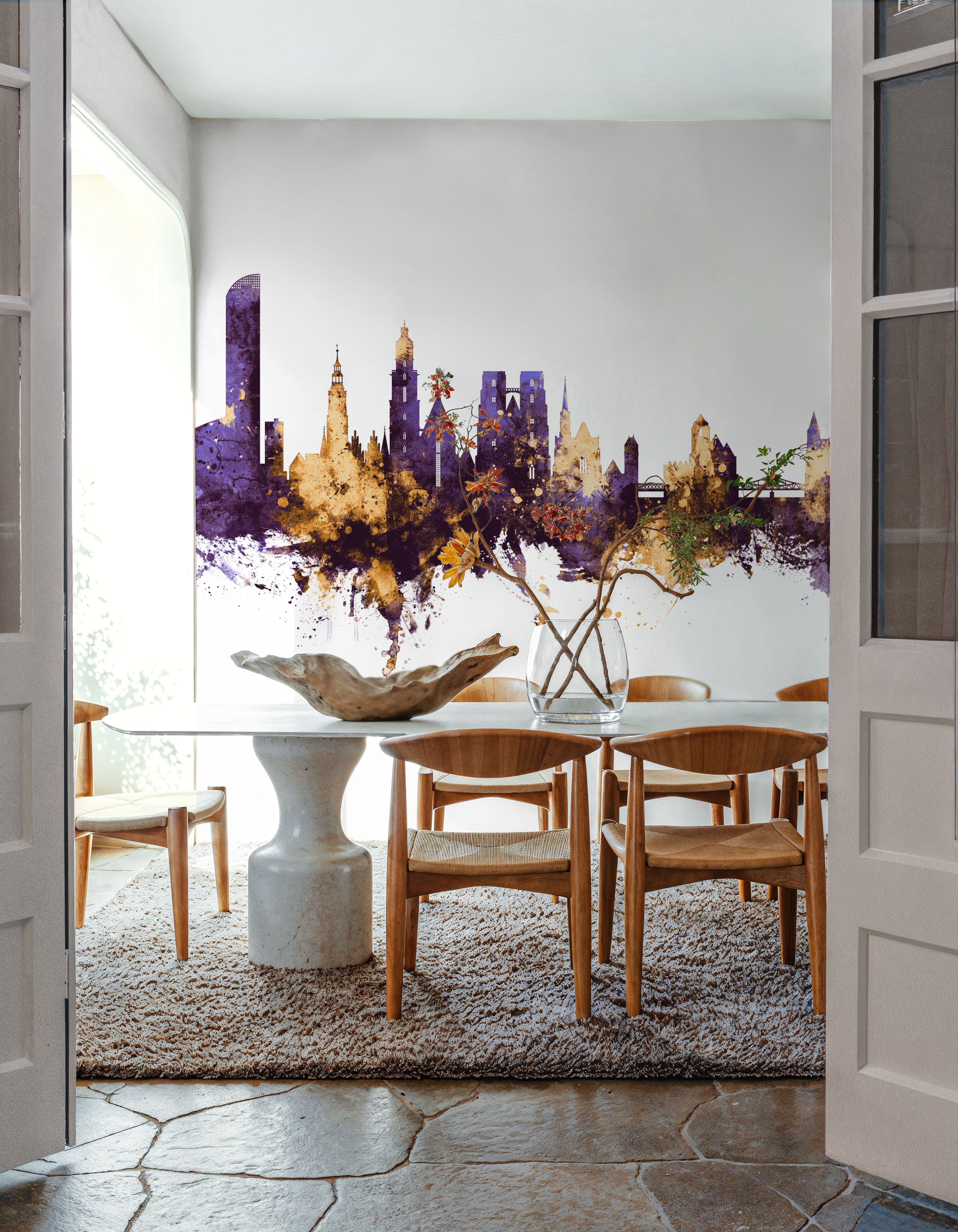 Wroclaw Poland Skyline Purple & Gold