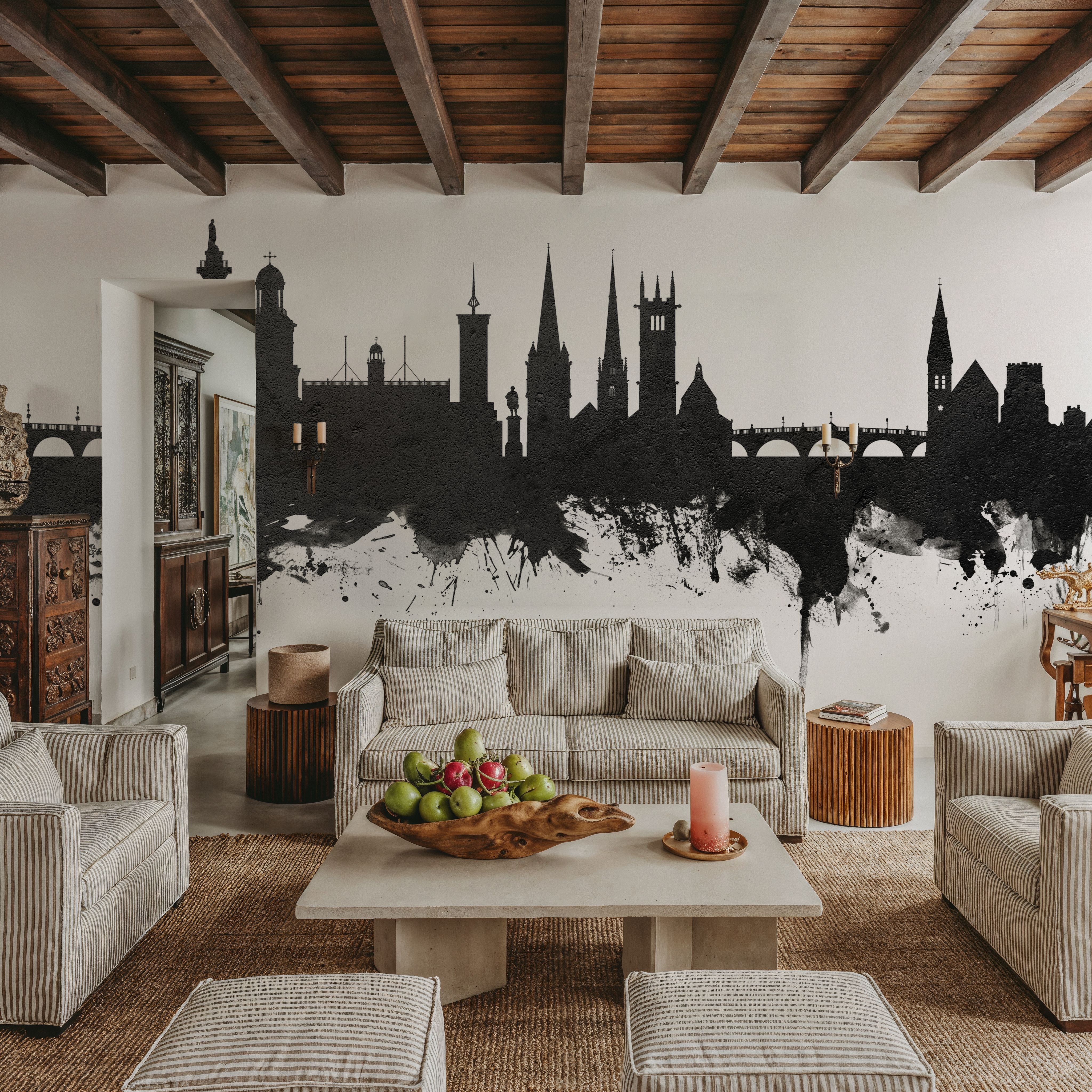 Shrewsbury England Skyline Black & White