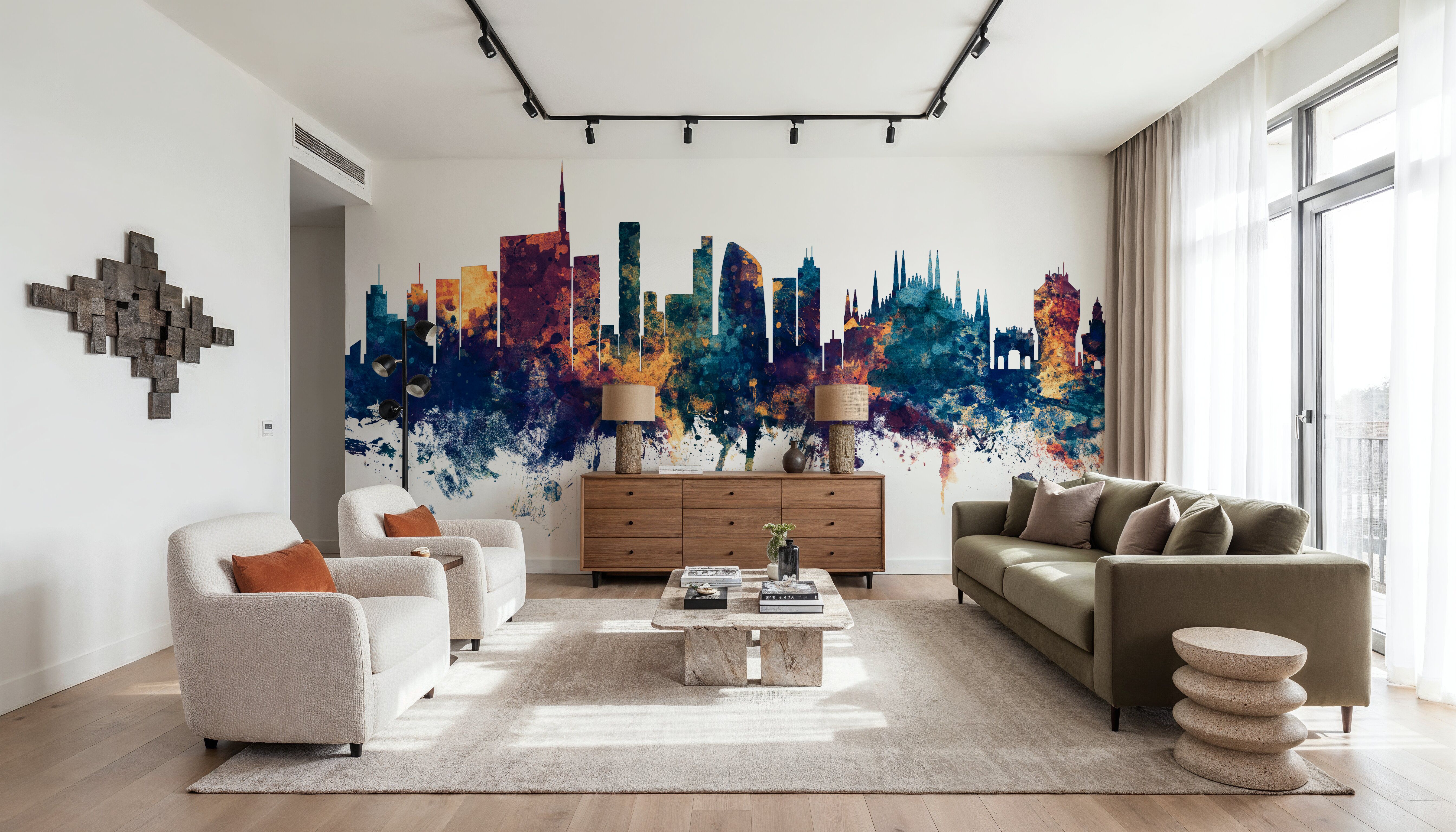 Milan Italy Skyline Blue & Bronze