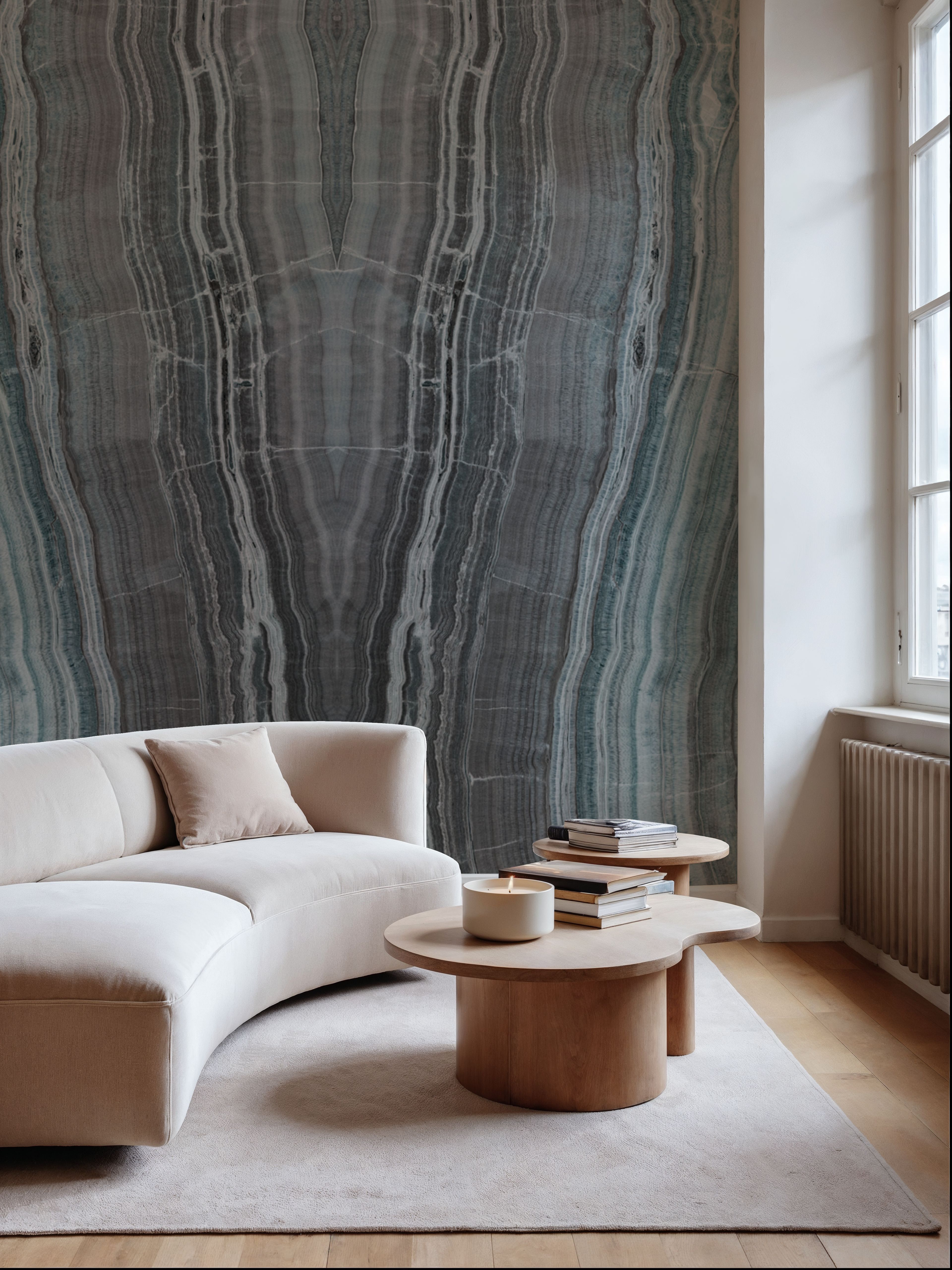 Onyx Mirage Bookmatched, Teal, Wallpaper