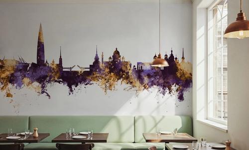 St Petersbug Russia Skyline Purple & Gold