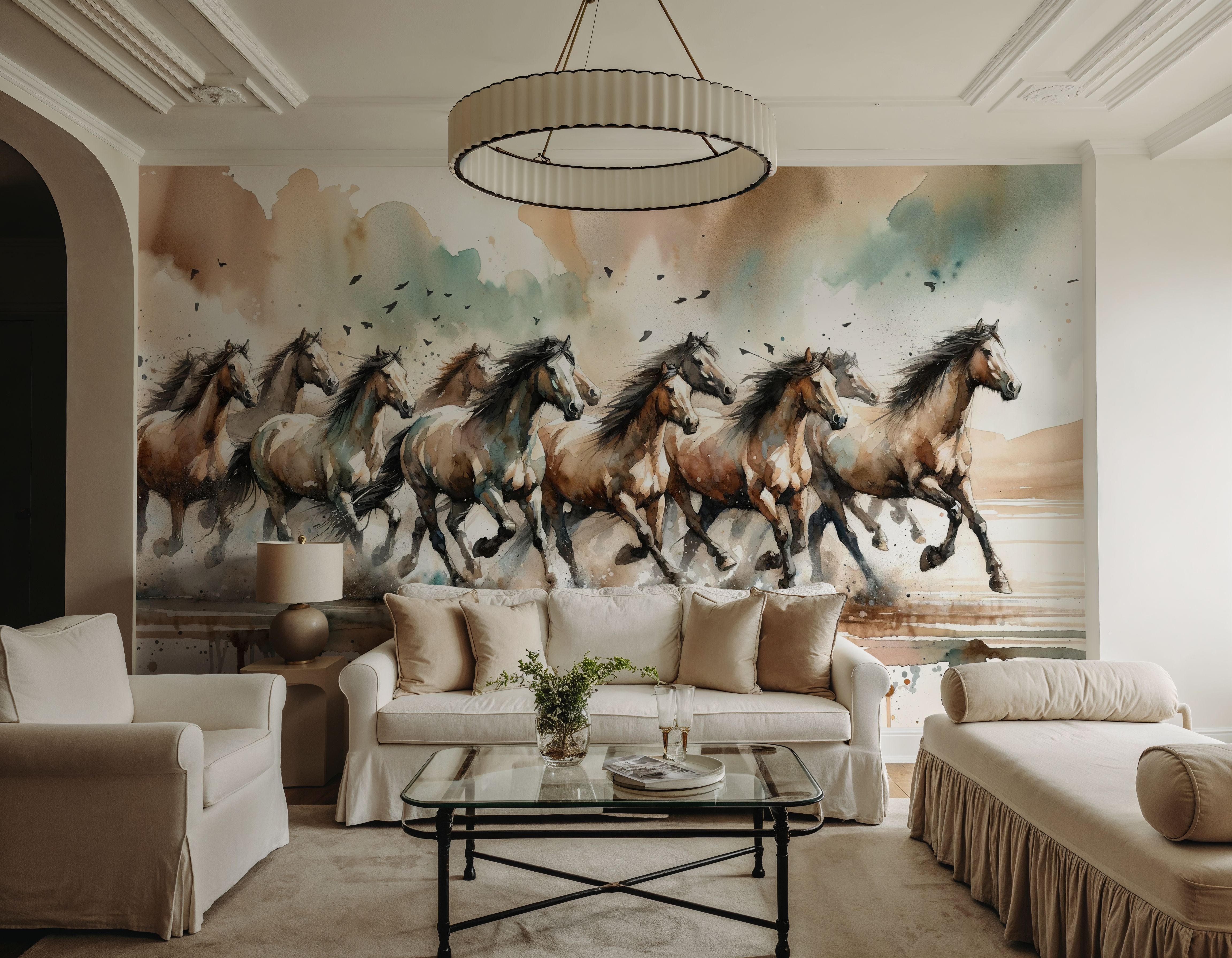 Horses Galloping Watercolor