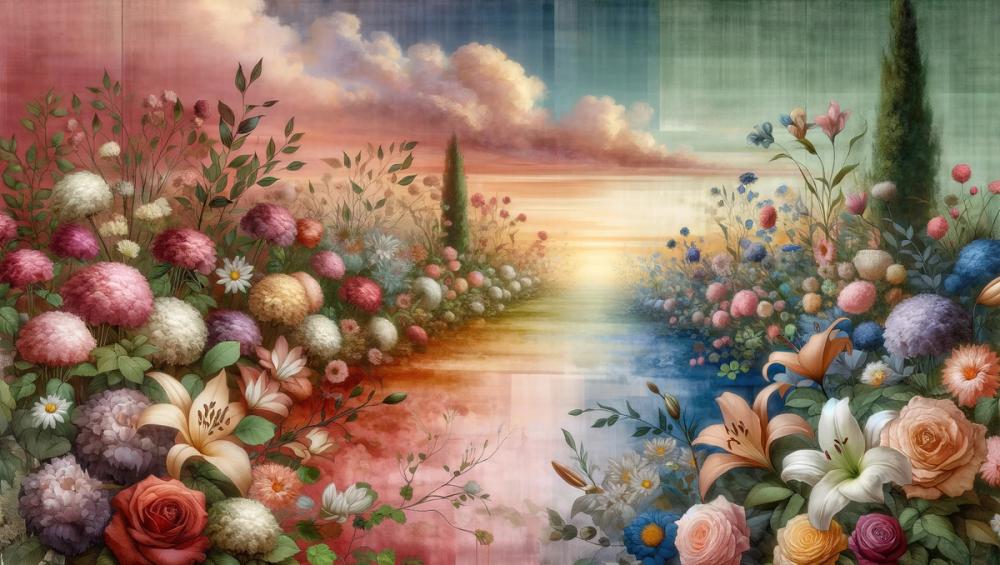 Watercolor Floral Path