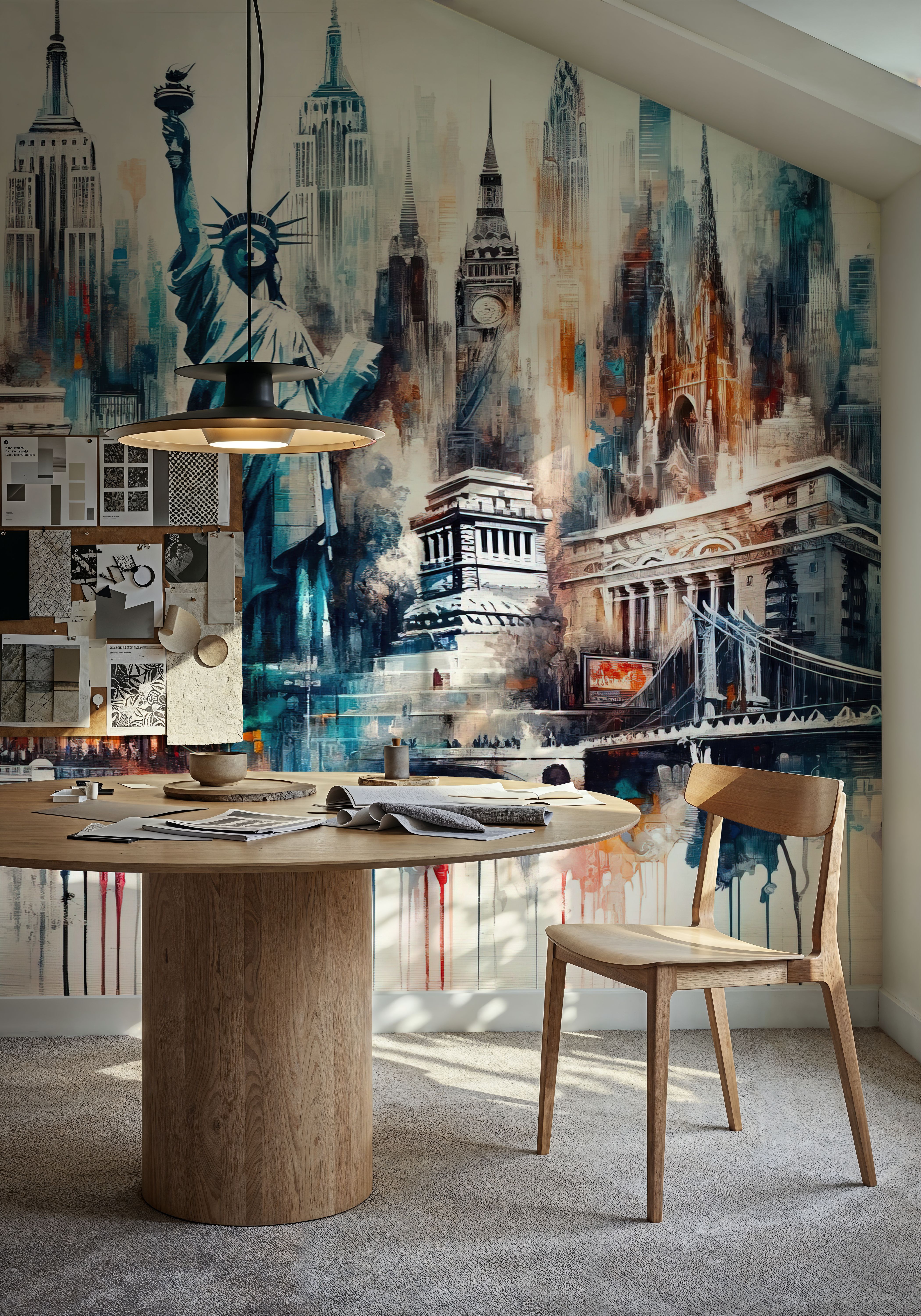 Watercolor Abstract New York City Landamarks