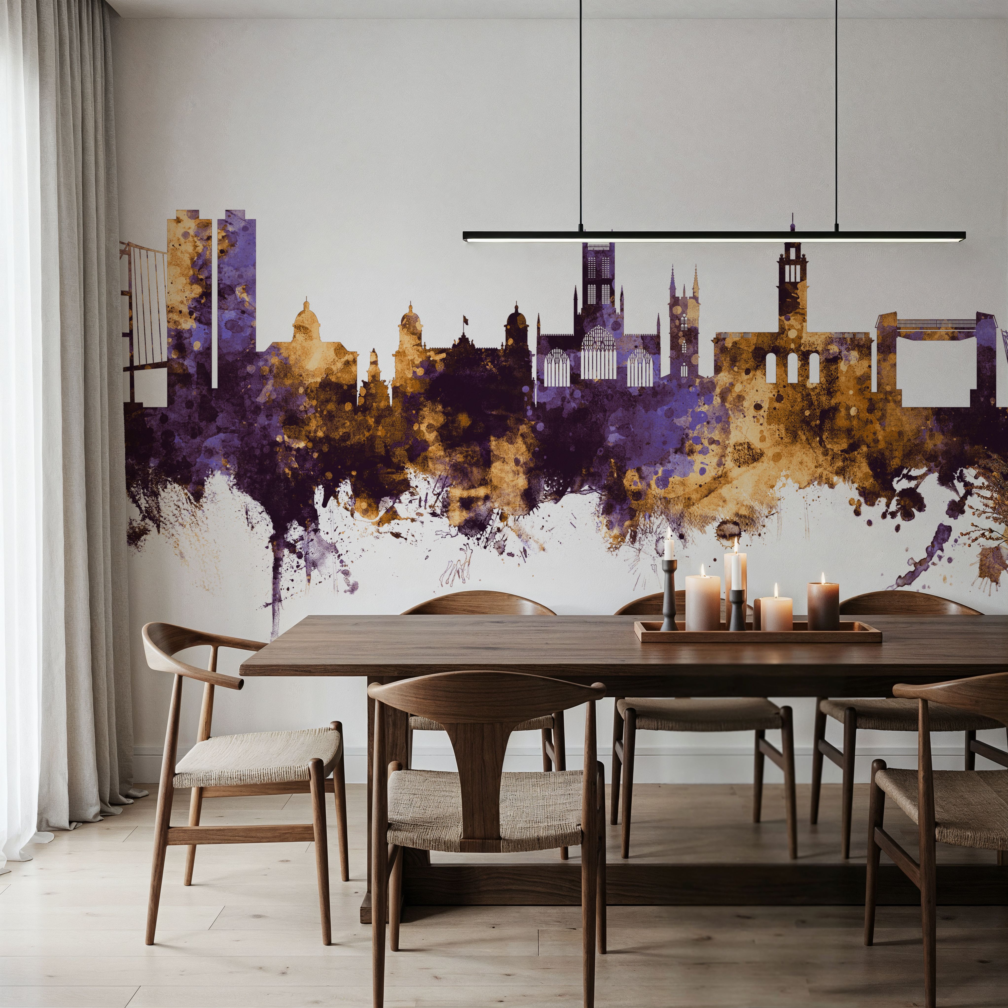 Kingston upon Hull England Skyline Purple & Gold