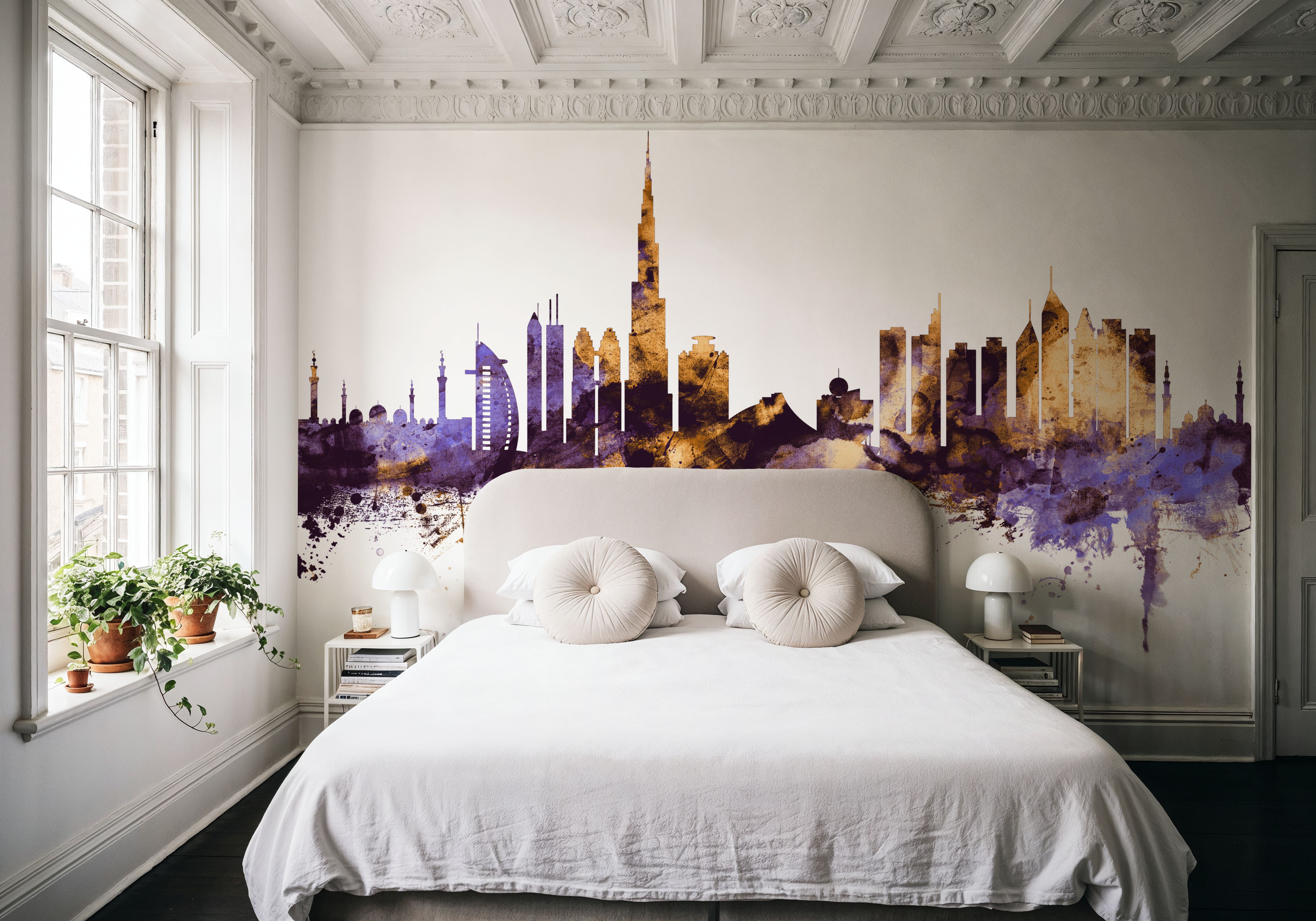Dubai Skyline Purple & Gold