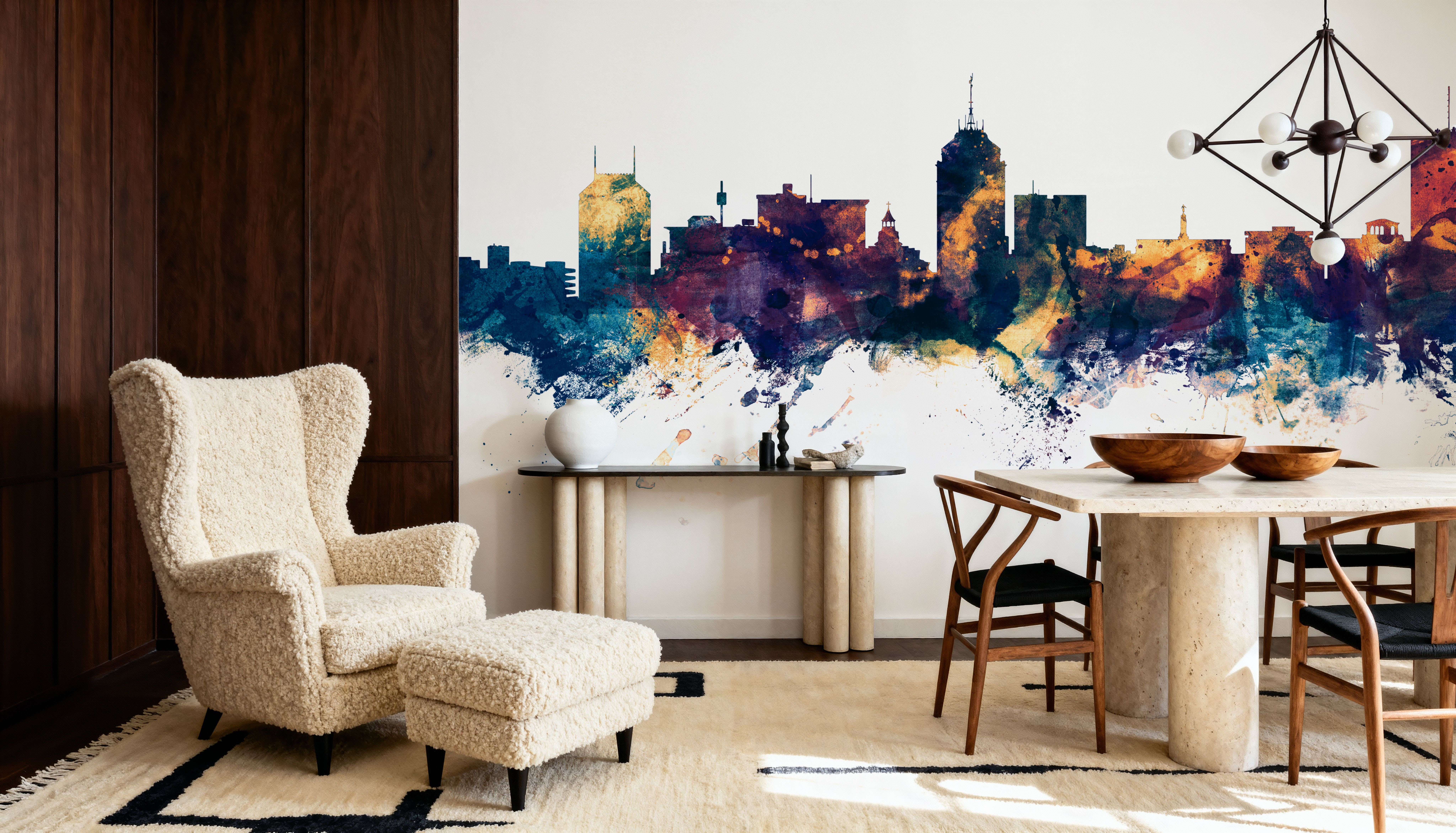 Fresno California Skyline Blue & Bronze