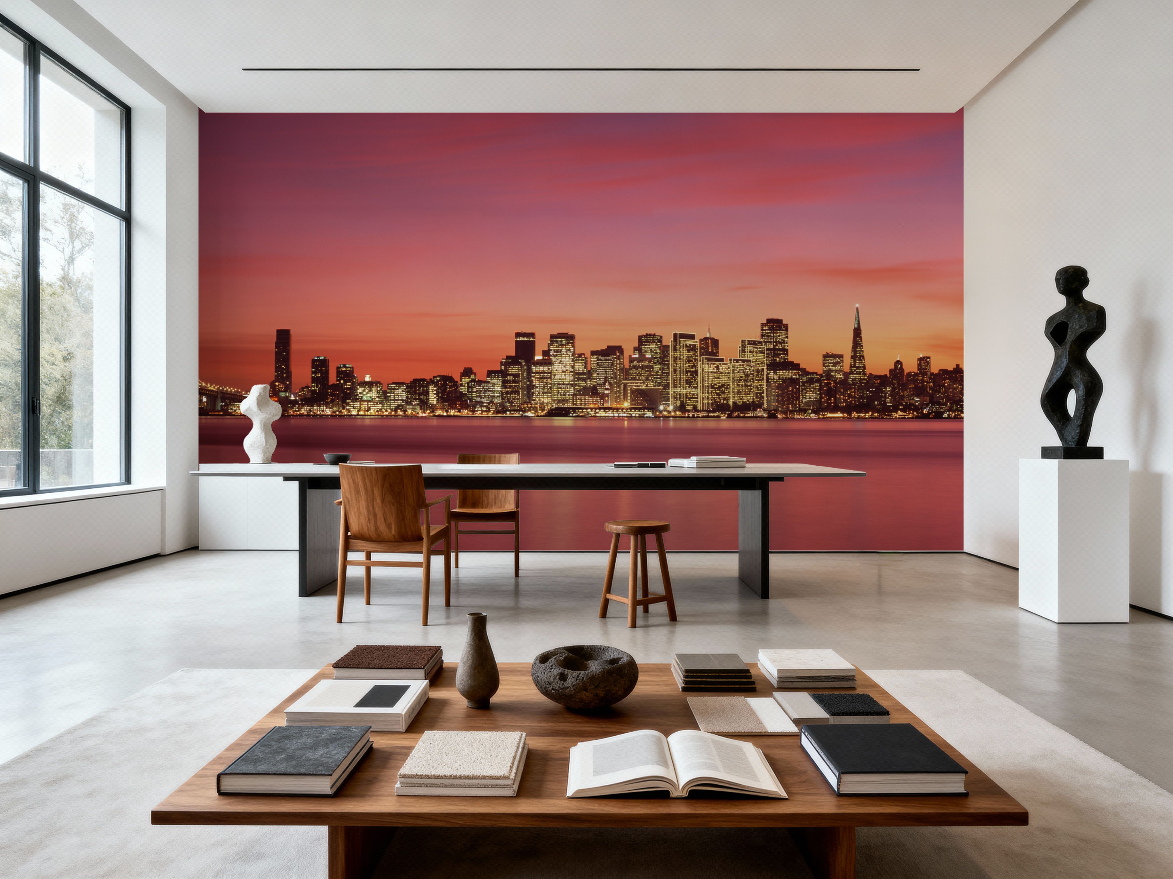 Red Gradient Twilight Metropolis, Wallpaper