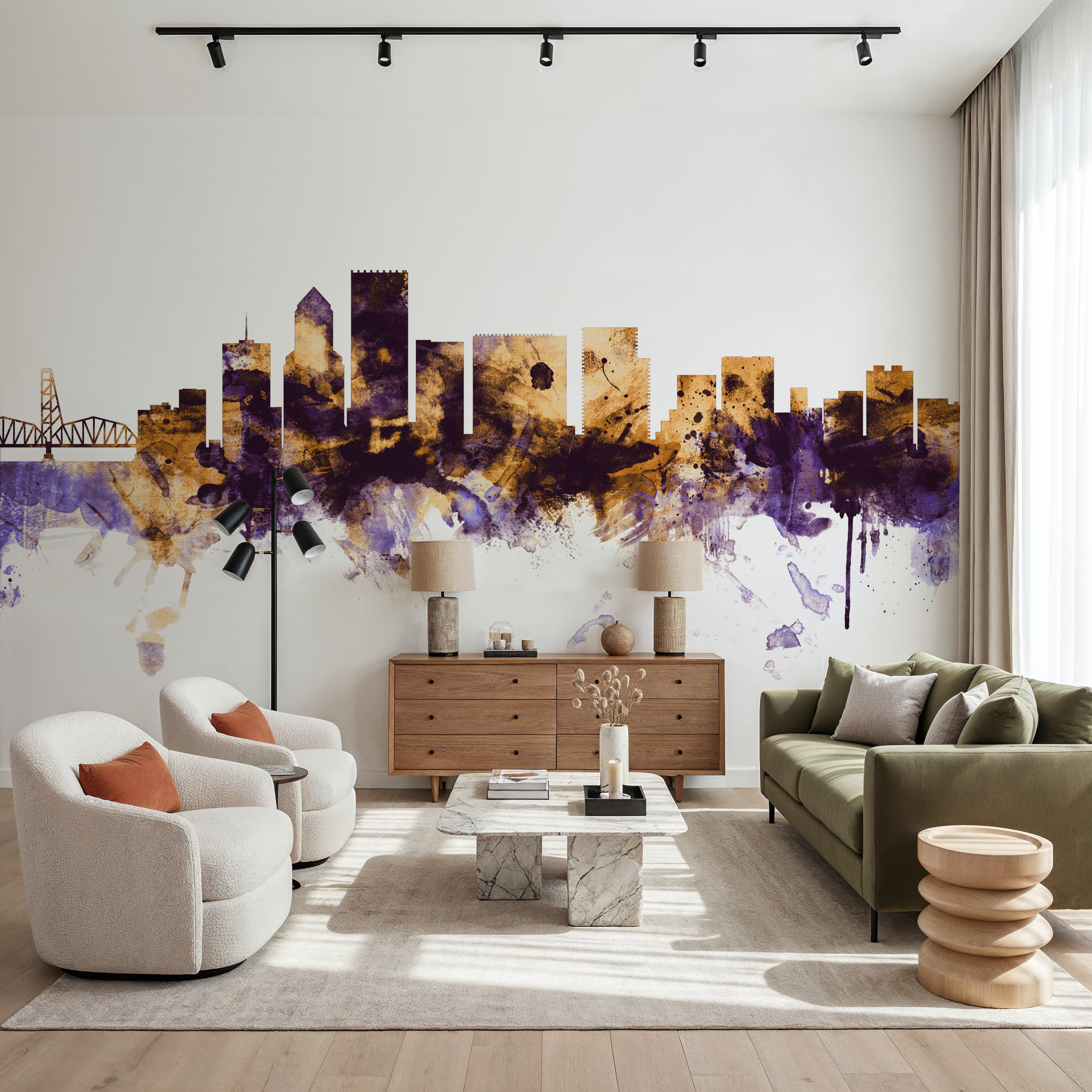 Portland Oregon Skyline Purple & Gold