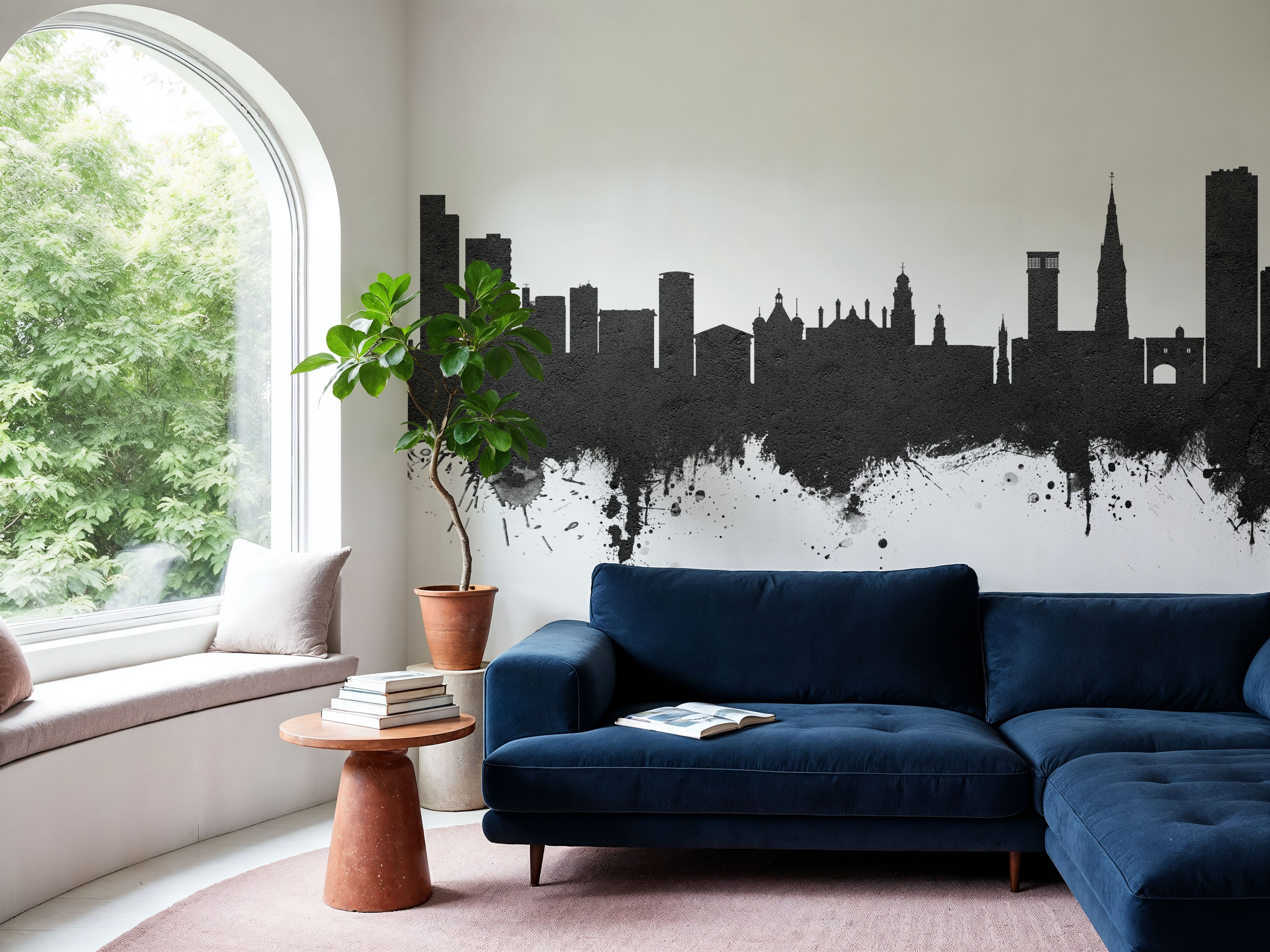 Leicester England Skyline Black & White, Wallpaper