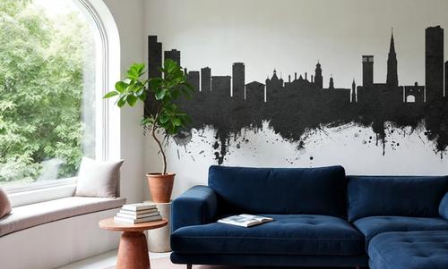 Leicester England Skyline Black & White