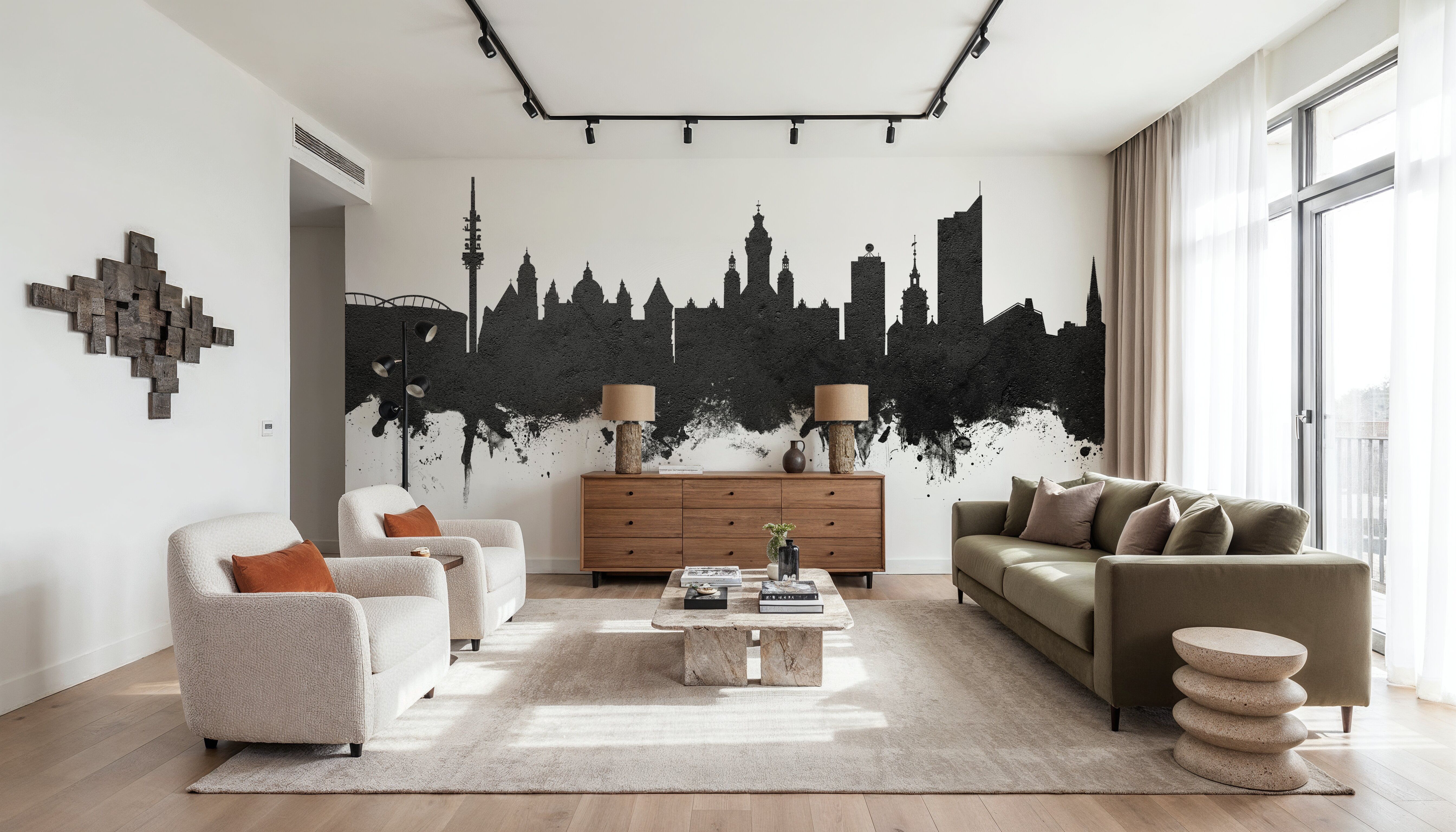 Leipzig Germany Skyline Black & White